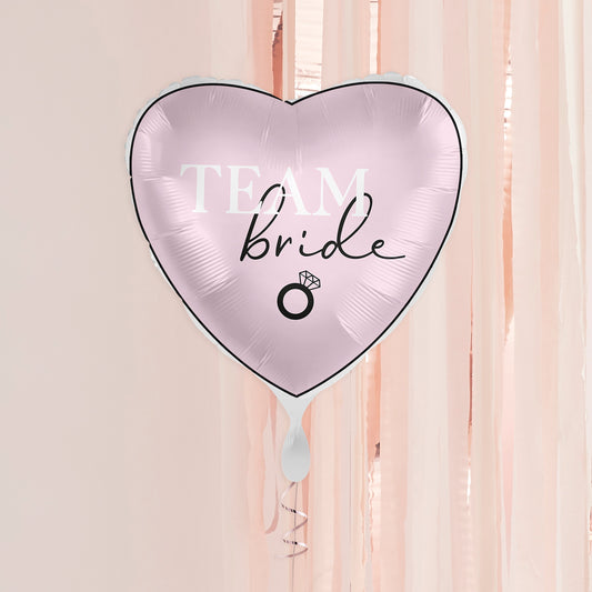 Team Bride Pink Heart Hen Party Helium Balloon Delivered