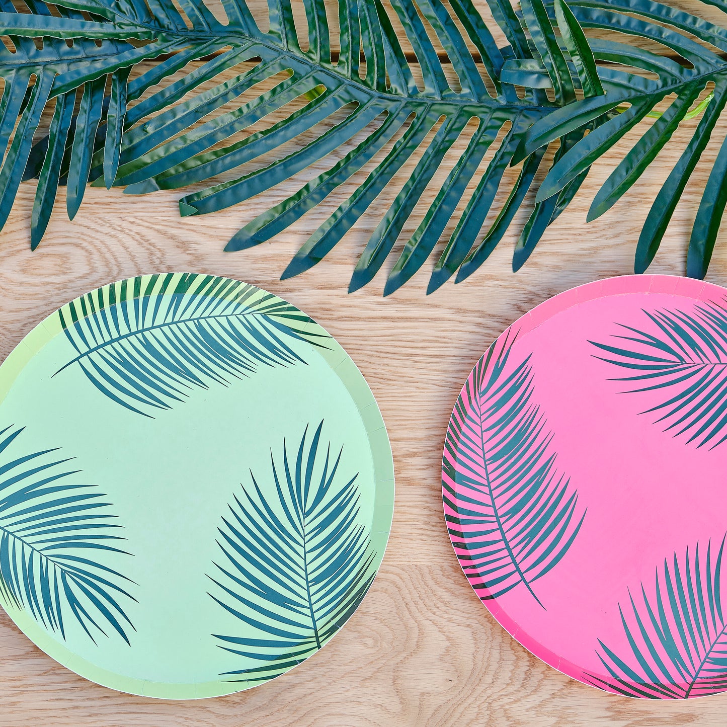 Hawaiian Tiki Palm Leaf Printed Paper Plates