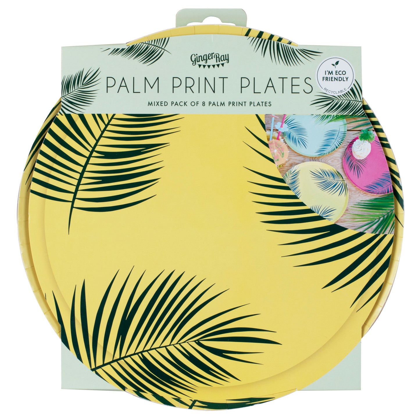 Hawaiian Tiki Palm Leaf Printed Paper Plates