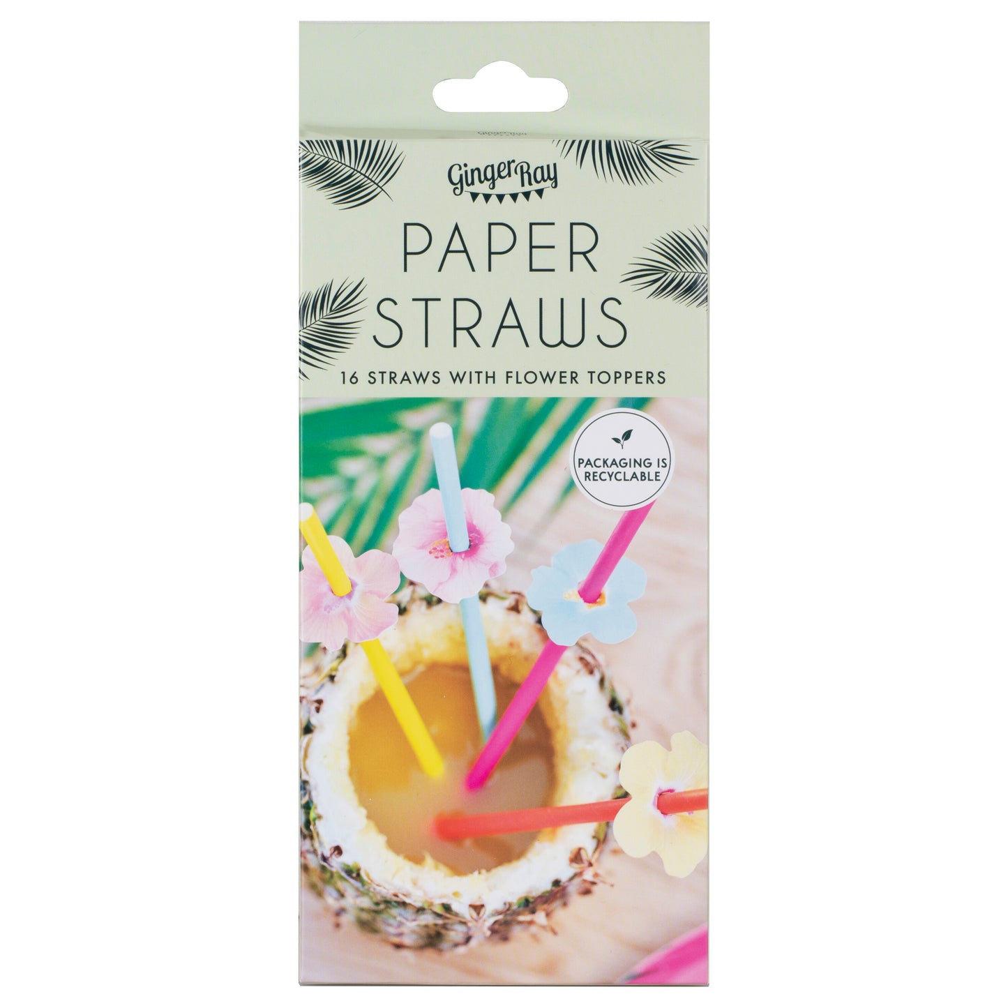Hawaiian Paper Party Straws with Flower Toppers