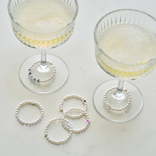 White Beaded Hen Party Drinks Markers
