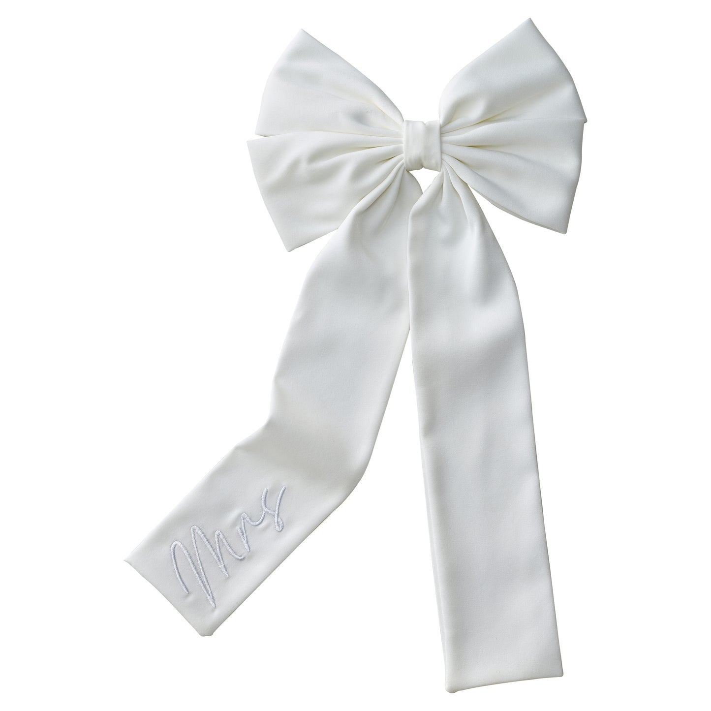 Cream Satin Embroidered 'Mrs' Hair Bow