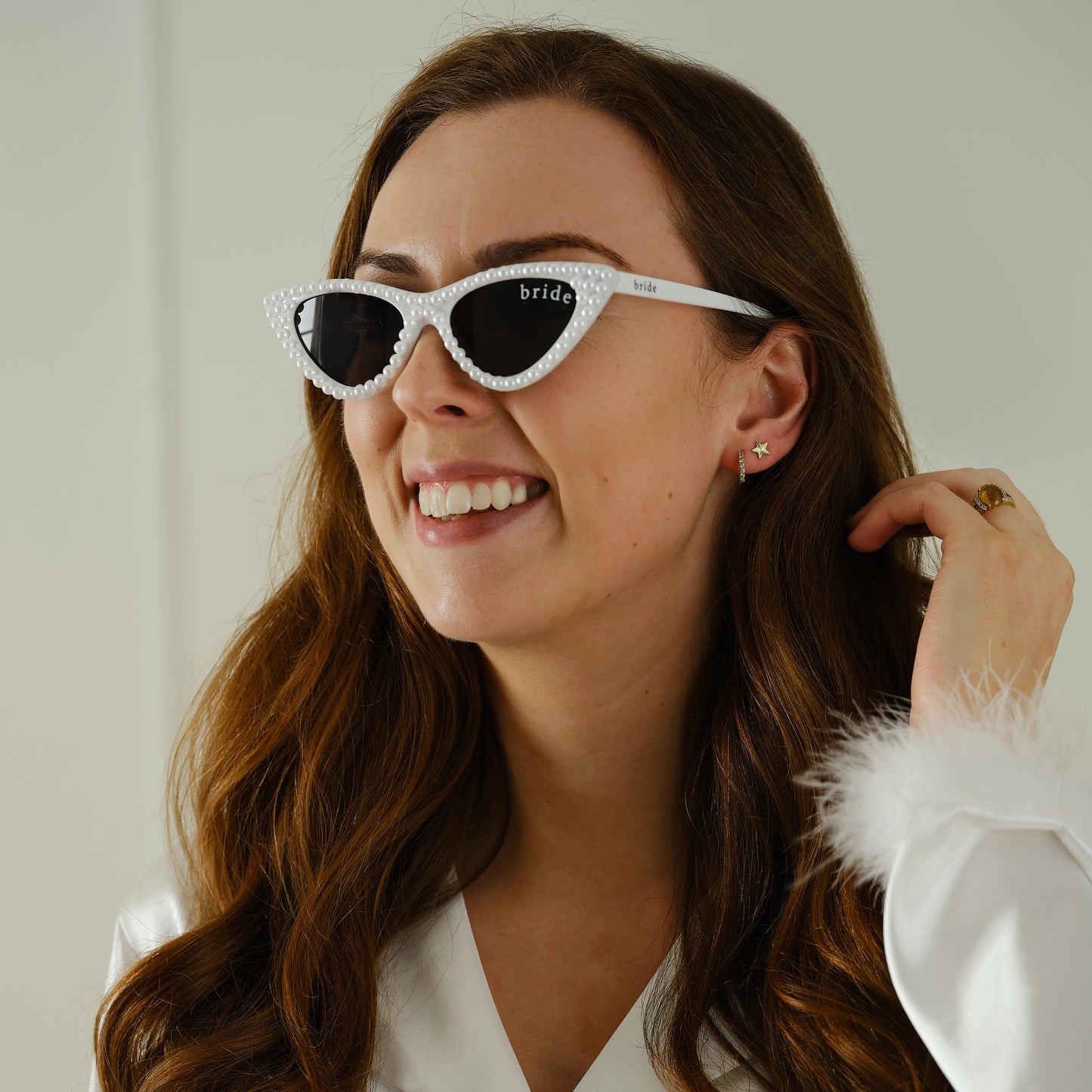 Pearl Embellished Cat Eye Shaped 'Bride' Glasses