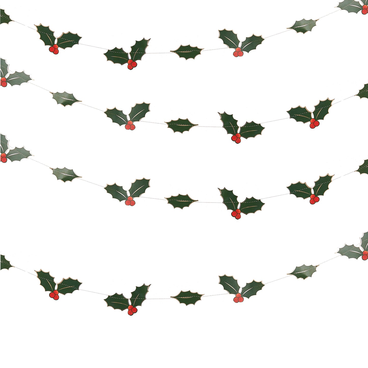 Foiled Holly Leaves Bunting Backdrop