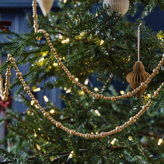 Wooden Gold Beaded Garland
