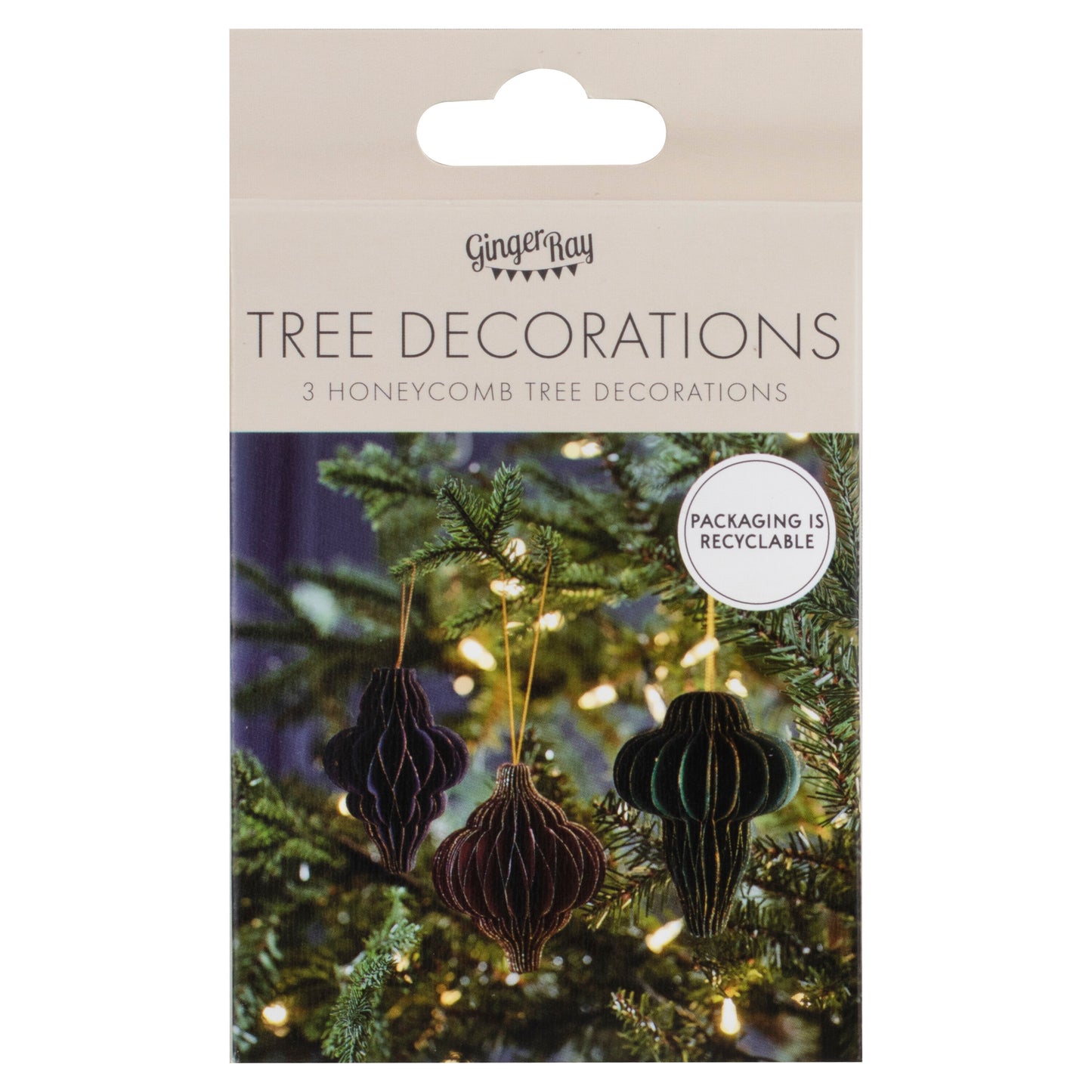 Glitter Edge Honeycomb Hanging Christmas Tree Decorations