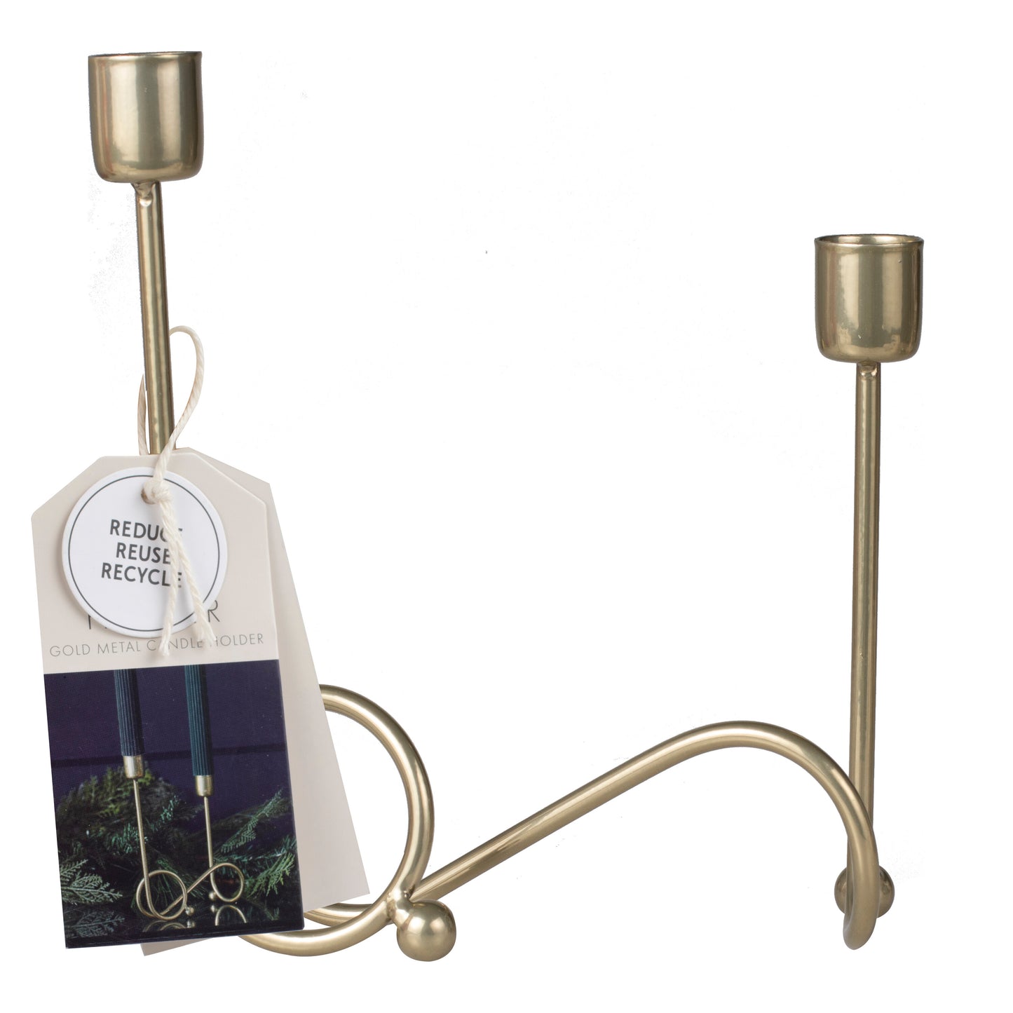 Metal Swirl Gold Christmas Candle Holder