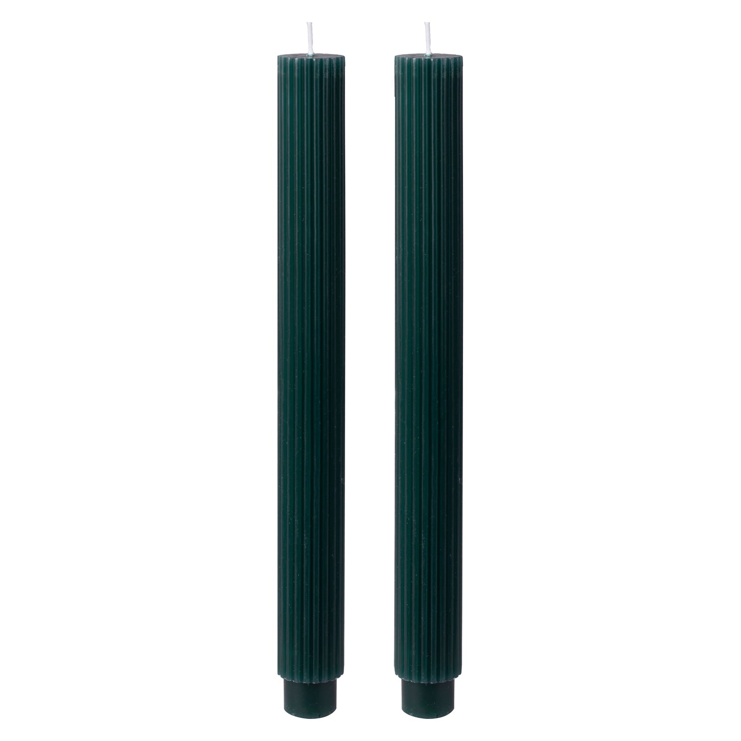 Dark Green Ribbed Dinner Candles