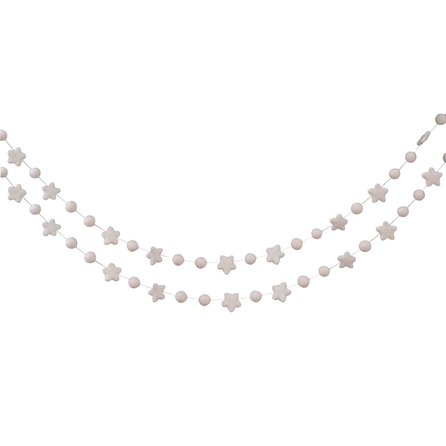 White Felt Star and Bead Christmas Garland