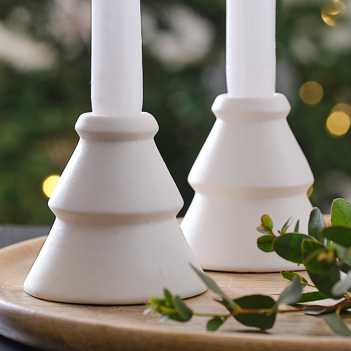 White Ceramic Tree Christmas Candle Holder