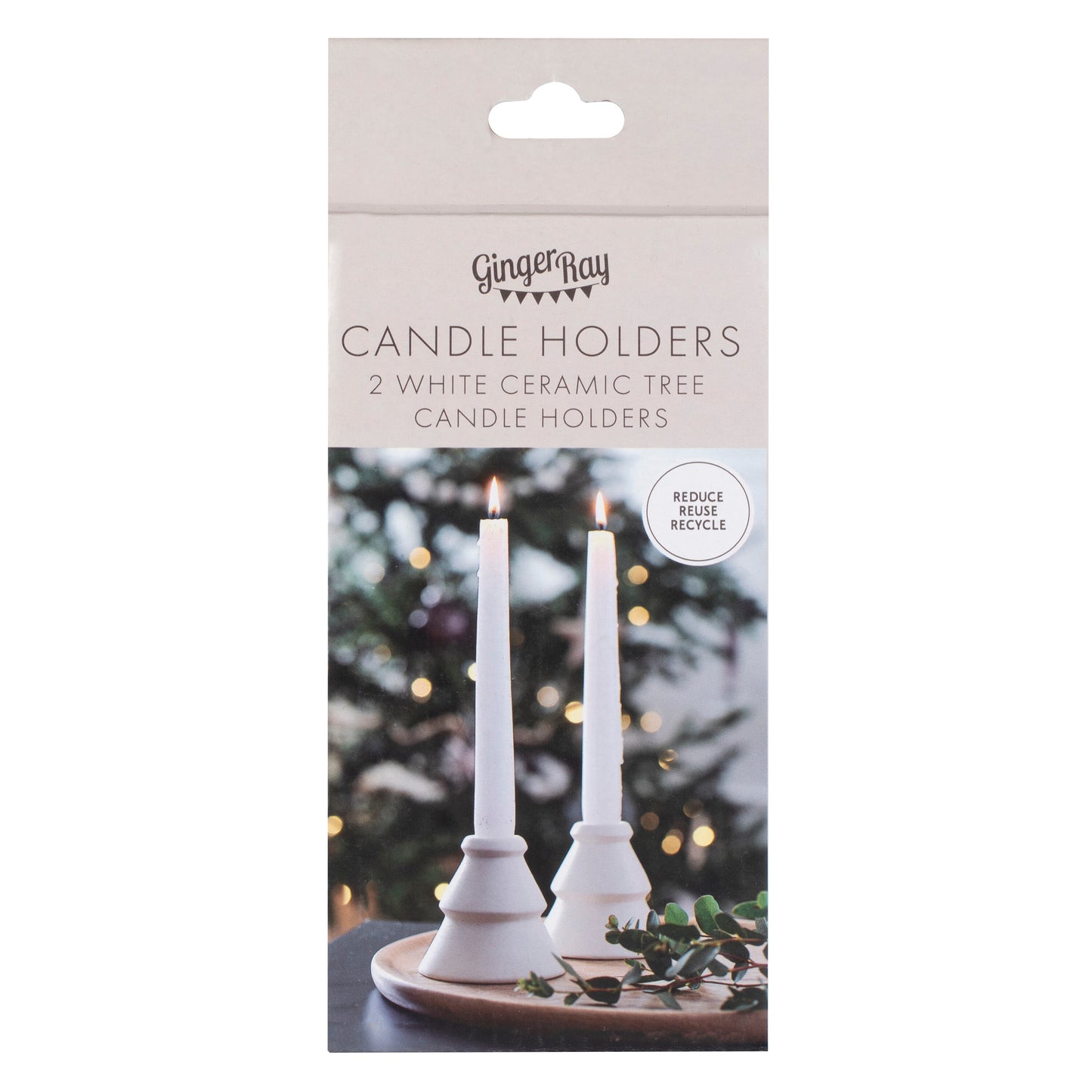 White Ceramic Tree Christmas Candle Holder
