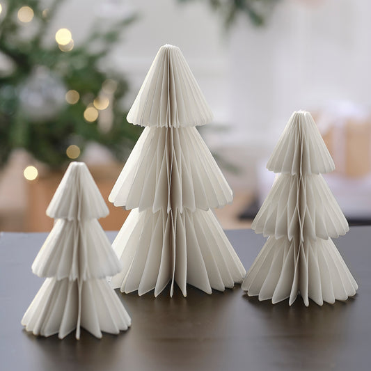White Paper Honeycomb Christmas Tree Decorations