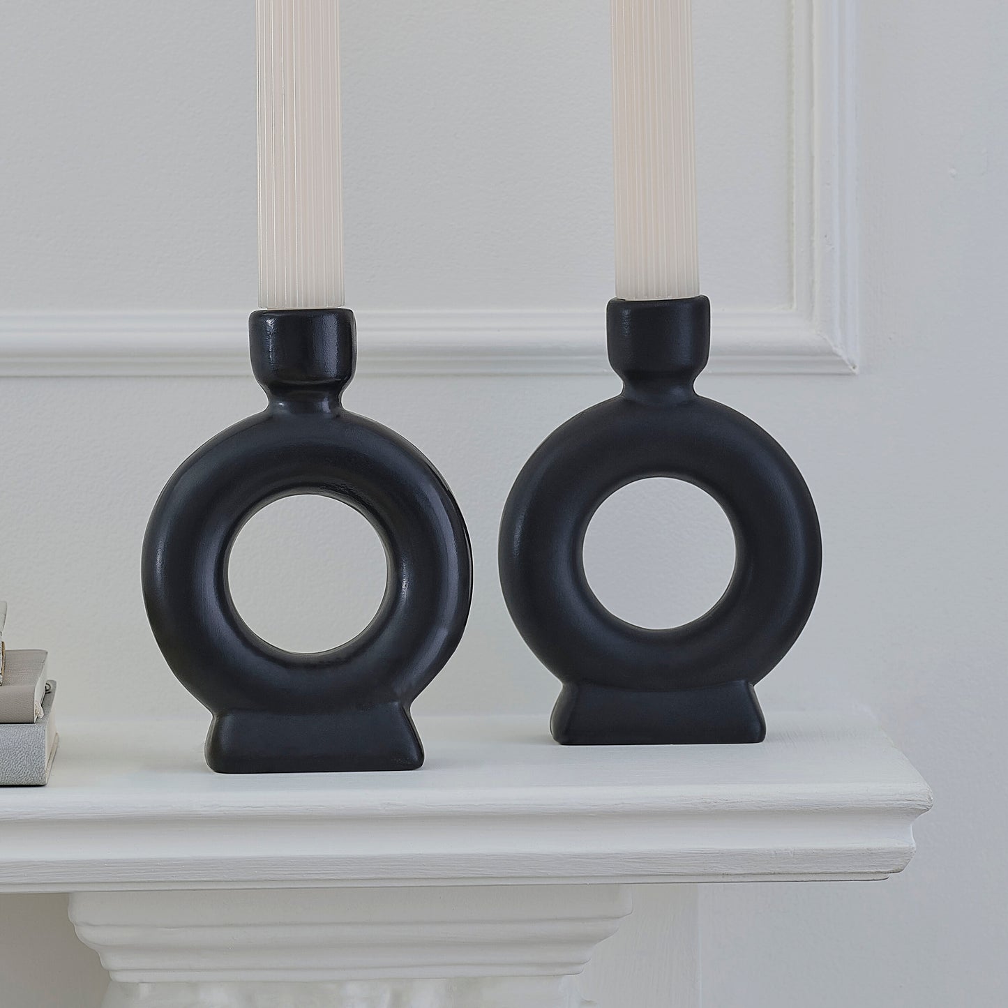 Black Ceramic Candle Holders