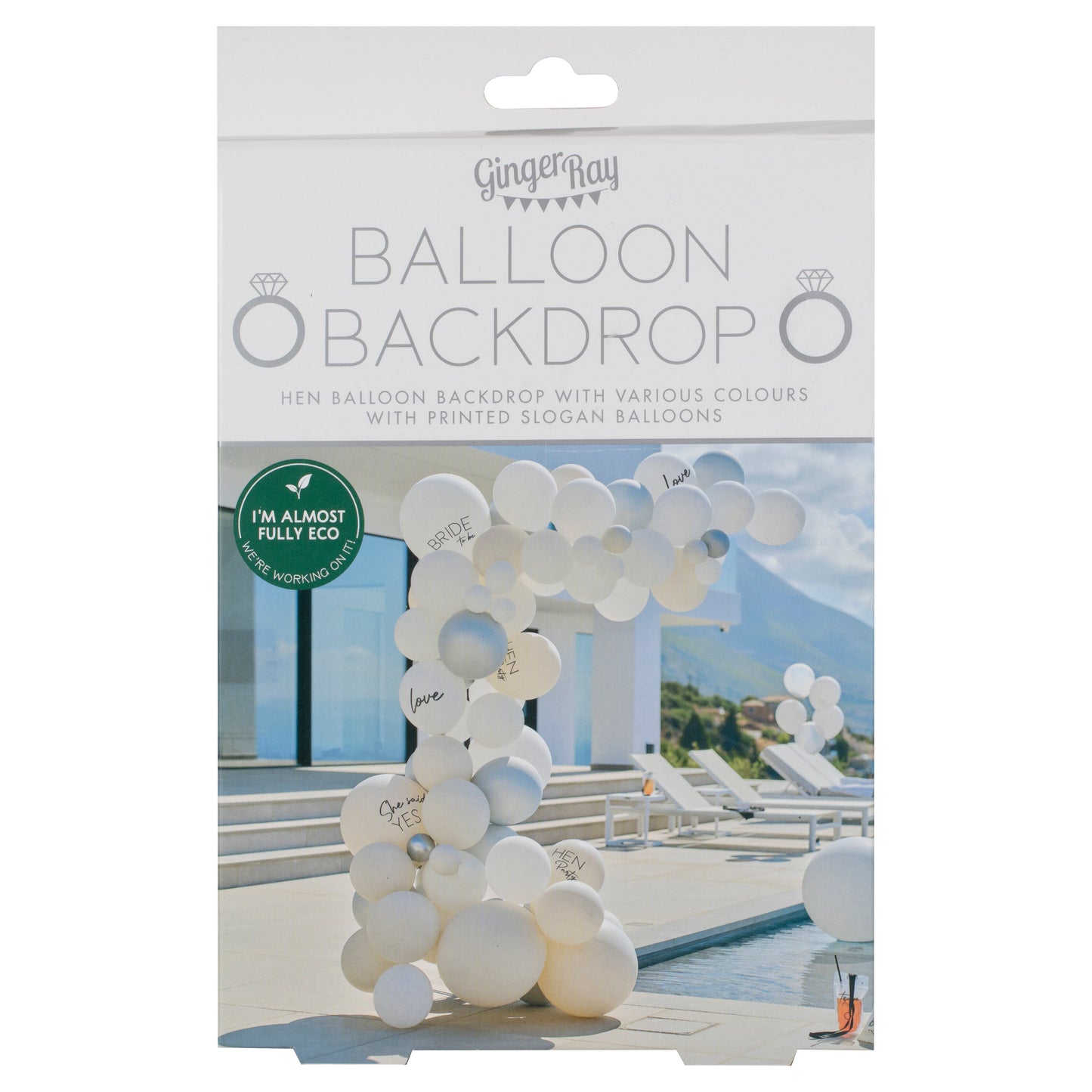 White & Silver Hen Party Balloon Arch Kit