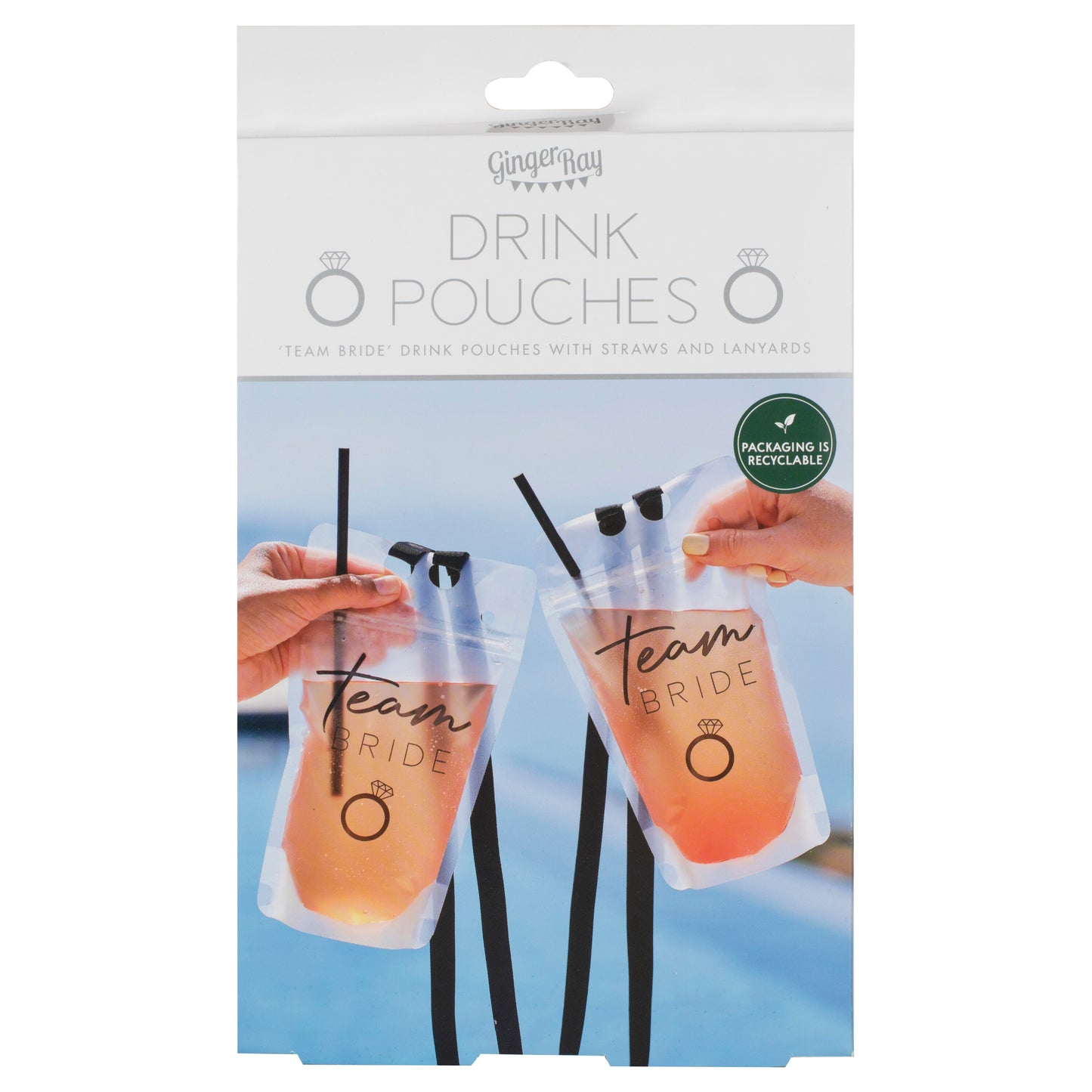 Team Bride Hen Party Drink Pouch with Straw and Lanyard