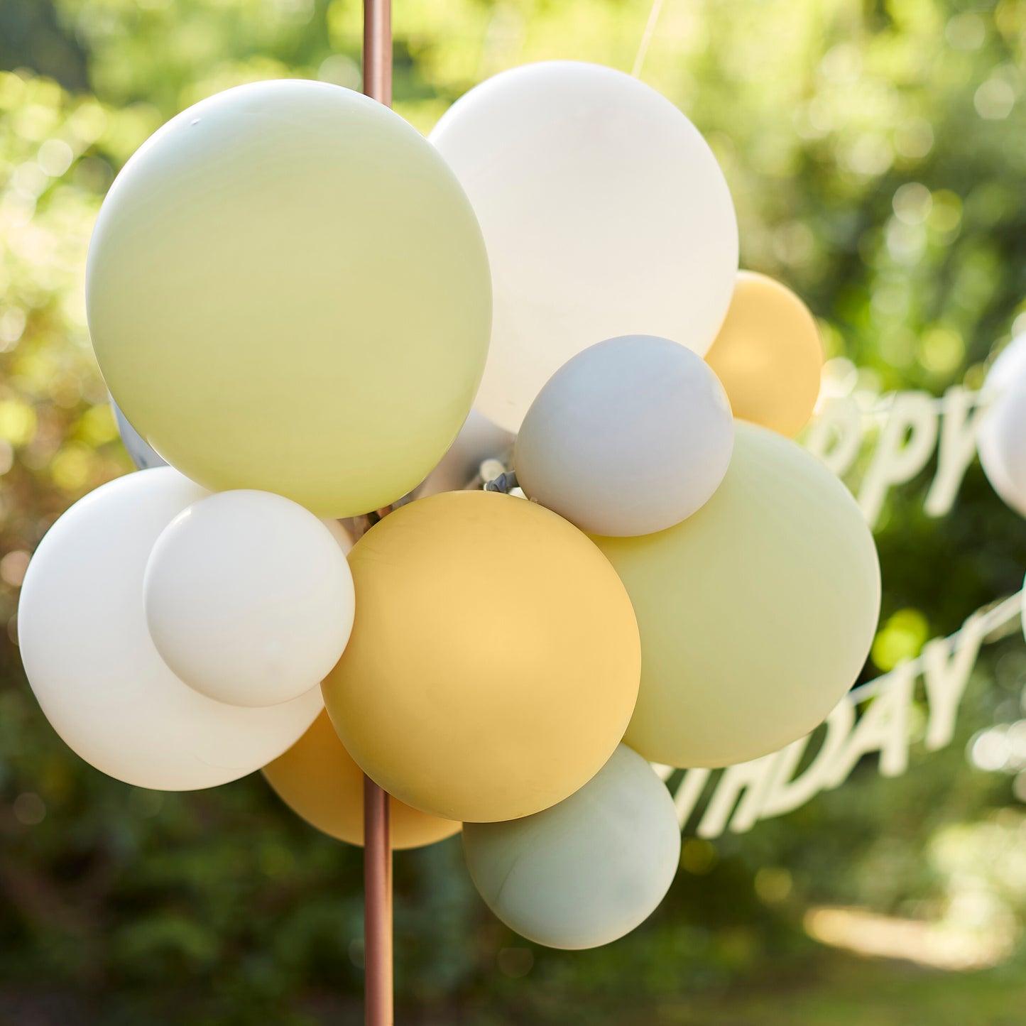 Green, Grey, Sand & Gold Chrome Happy Birthday Balloon Bunting