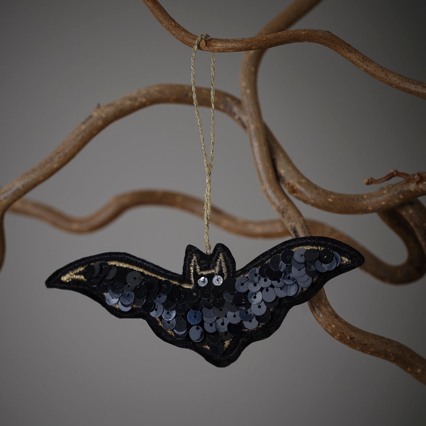 Black Bat Embroidered Halloween Tree Decoration