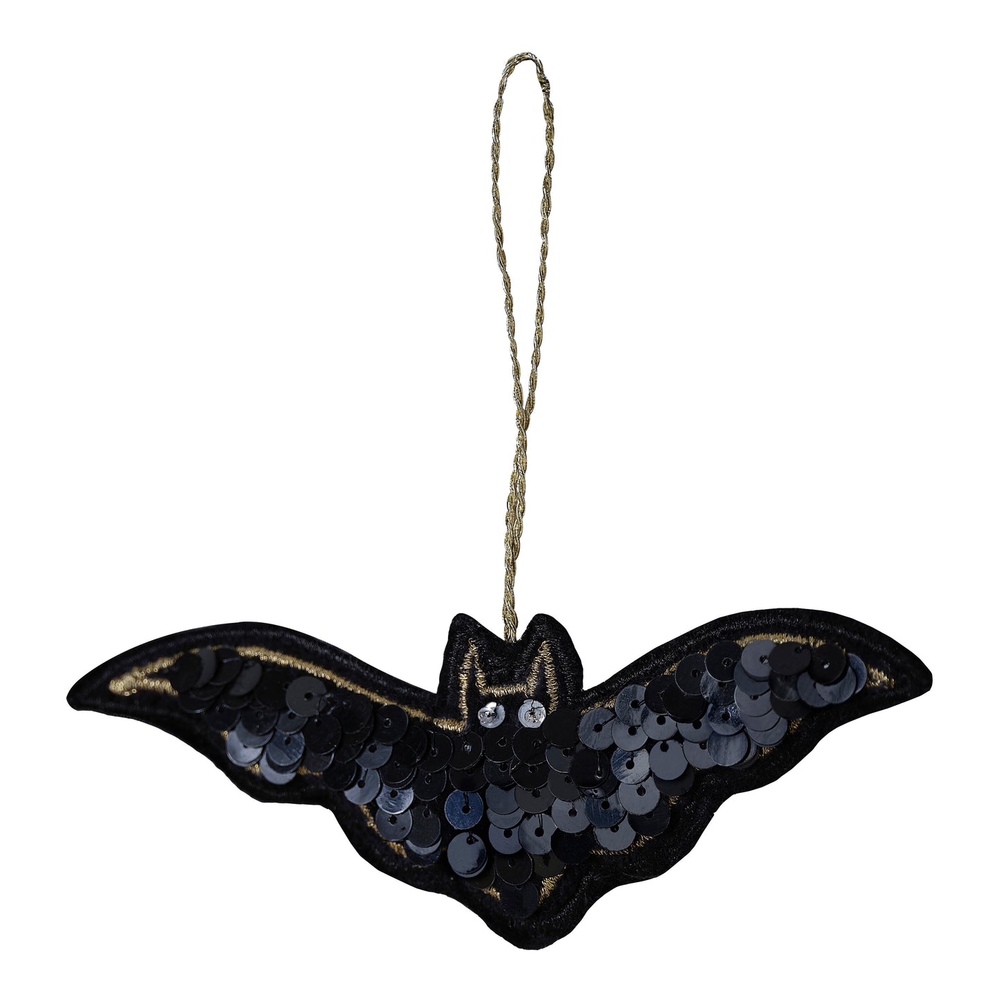 Black Bat Embroidered Halloween Tree Decoration