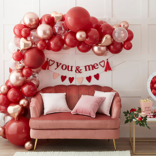 Red, Pink, Rose Gold Chrome Balloon Arch Kit