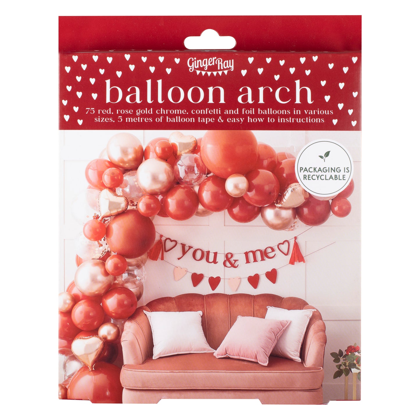 Red, Pink, Rose Gold Chrome Balloon Arch Kit