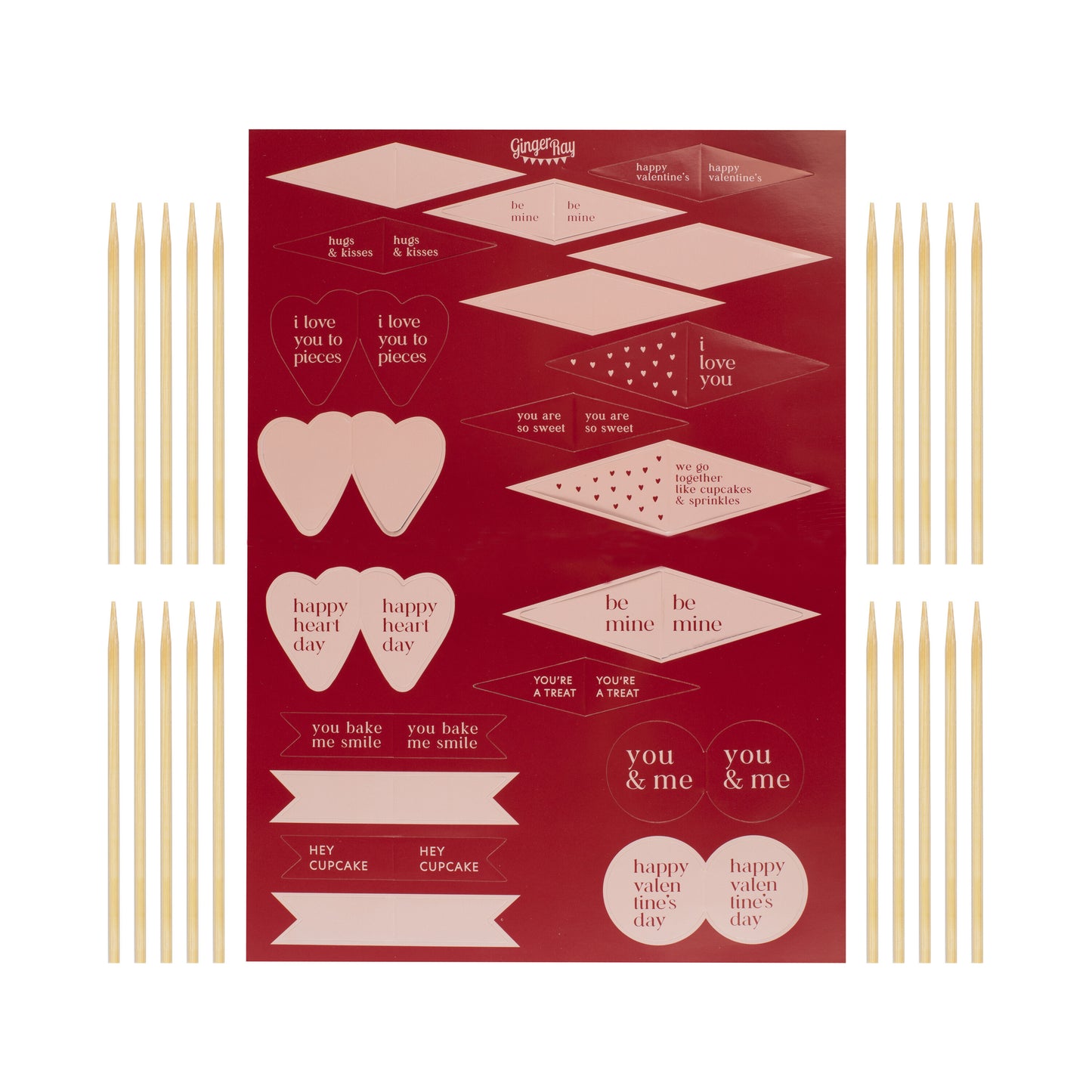 Valentines Cupcake Toppers Decoration Kit