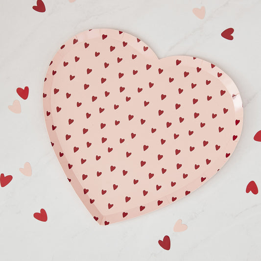 Heart Print Paper Heart Plates