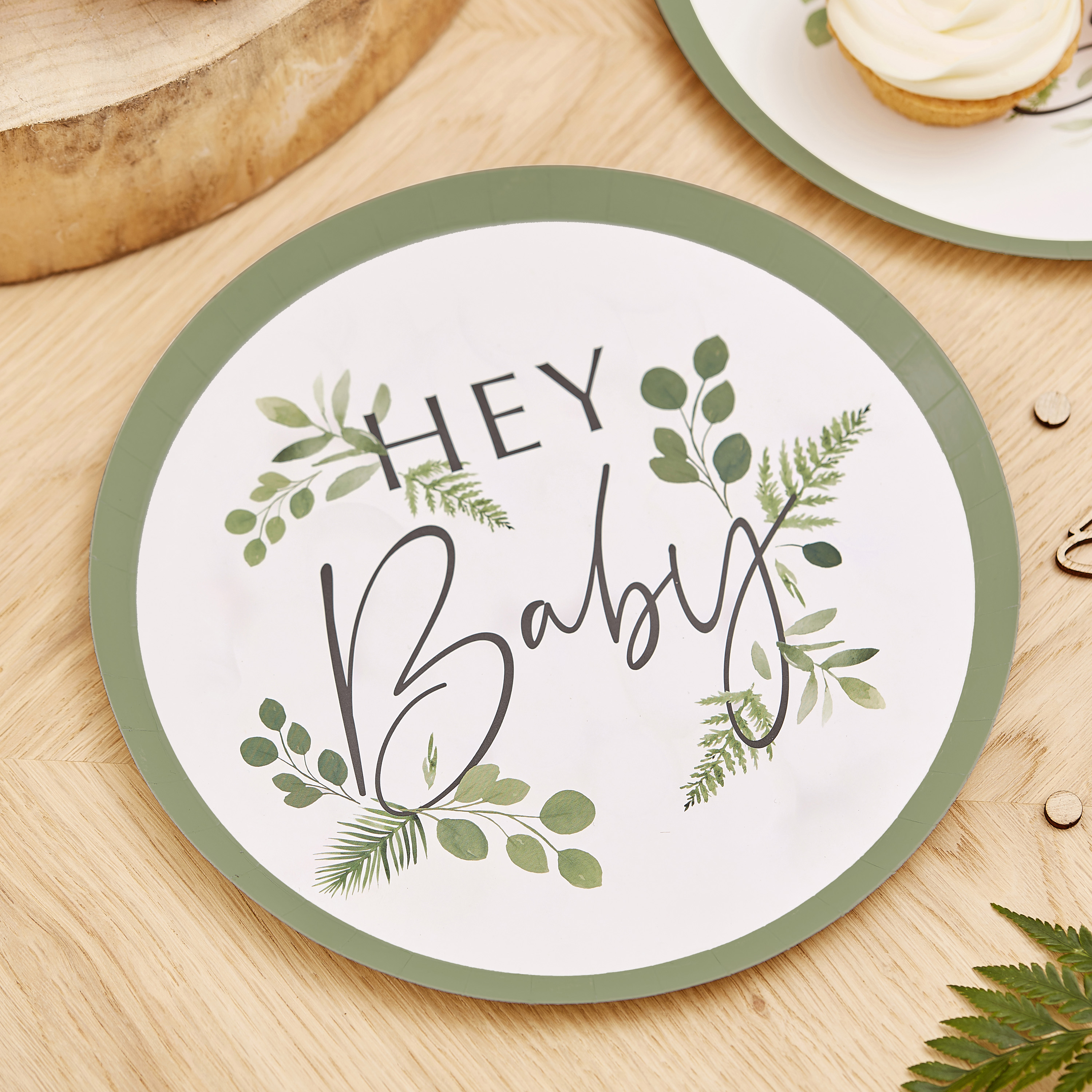 Botanical Hey Baby Shower Plates Ginger Ray