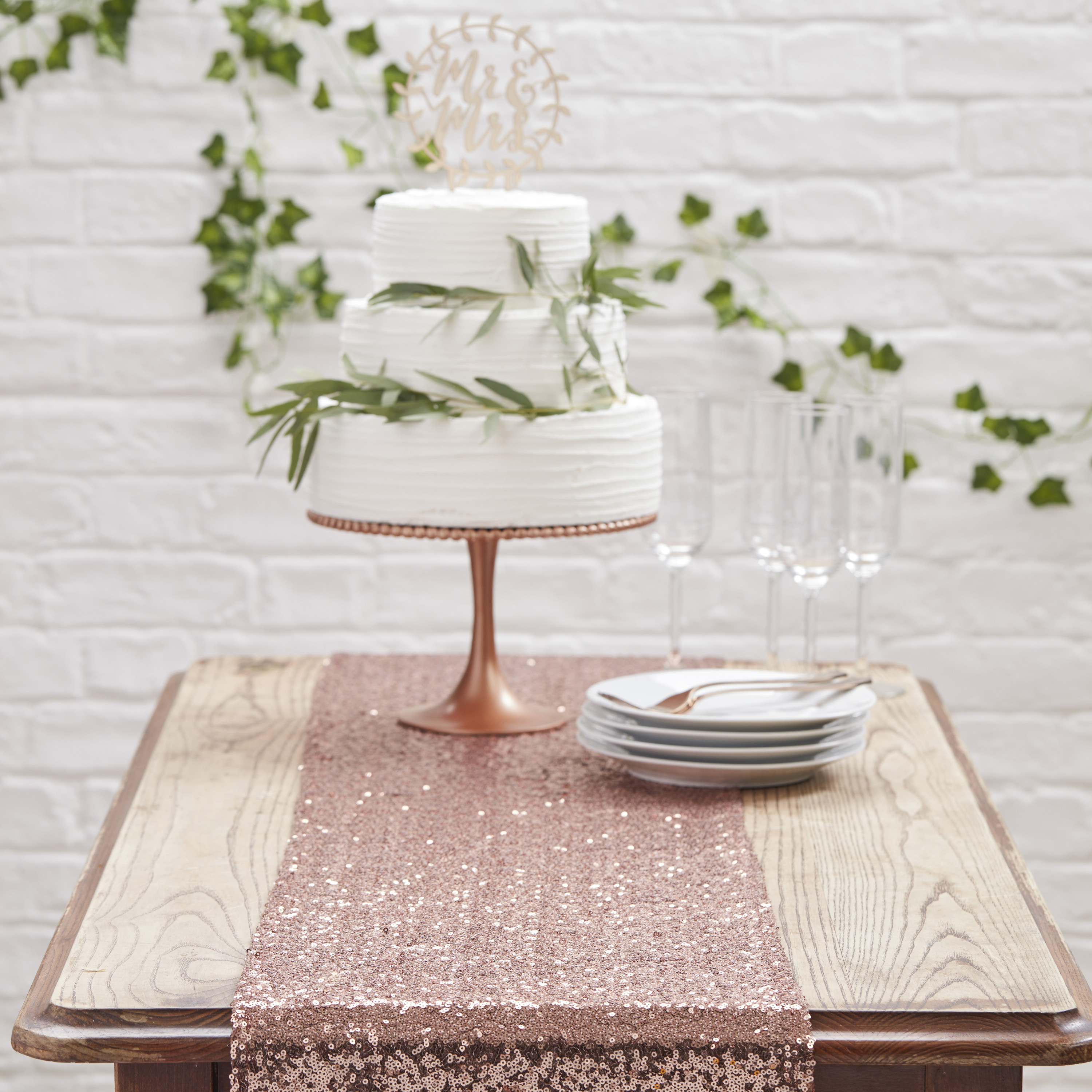 Rose Gold Sequin Table Runner Ginger Ray