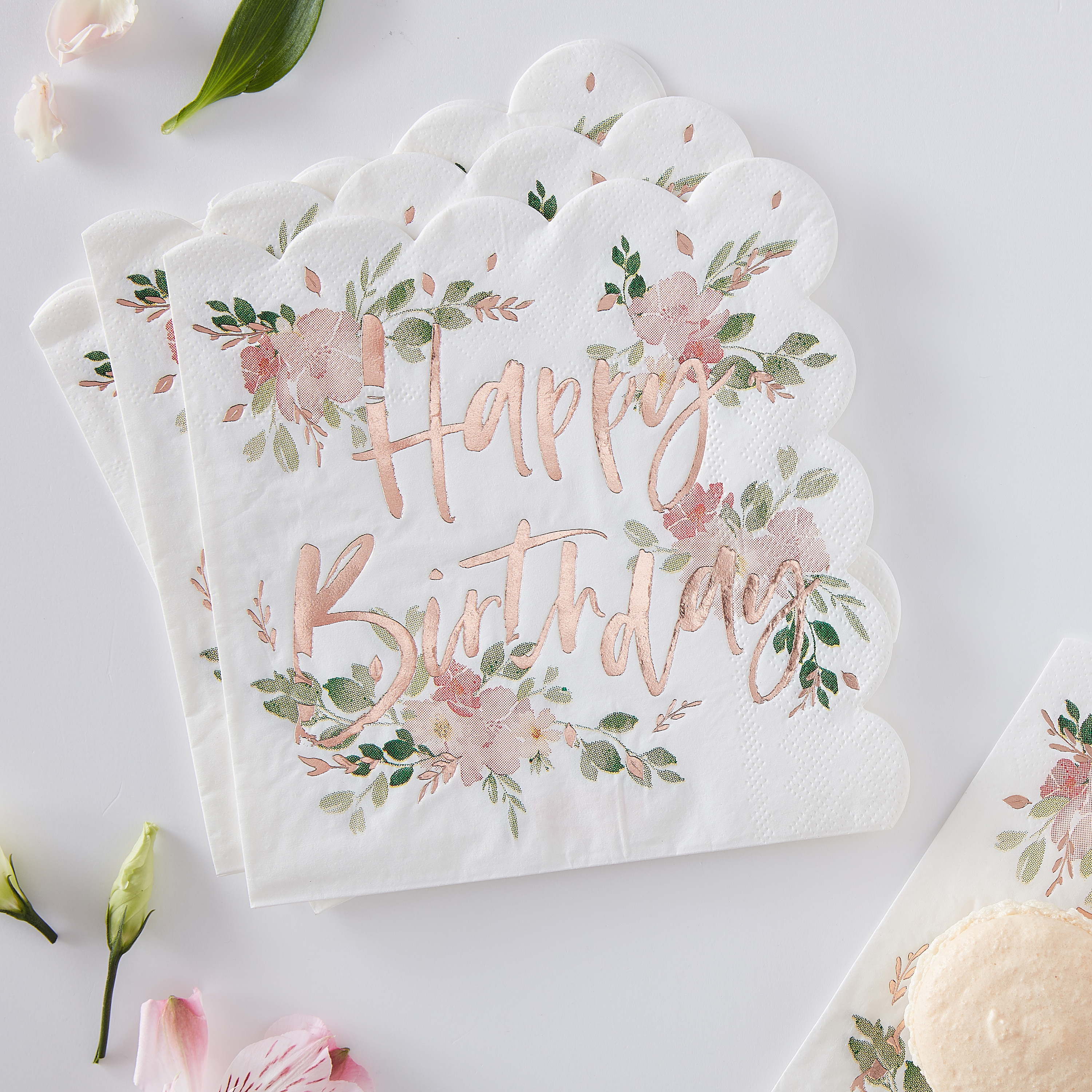 Floral 'Happy Birthday' Party Paper Napkins Ginger Ray Ginger Ray
