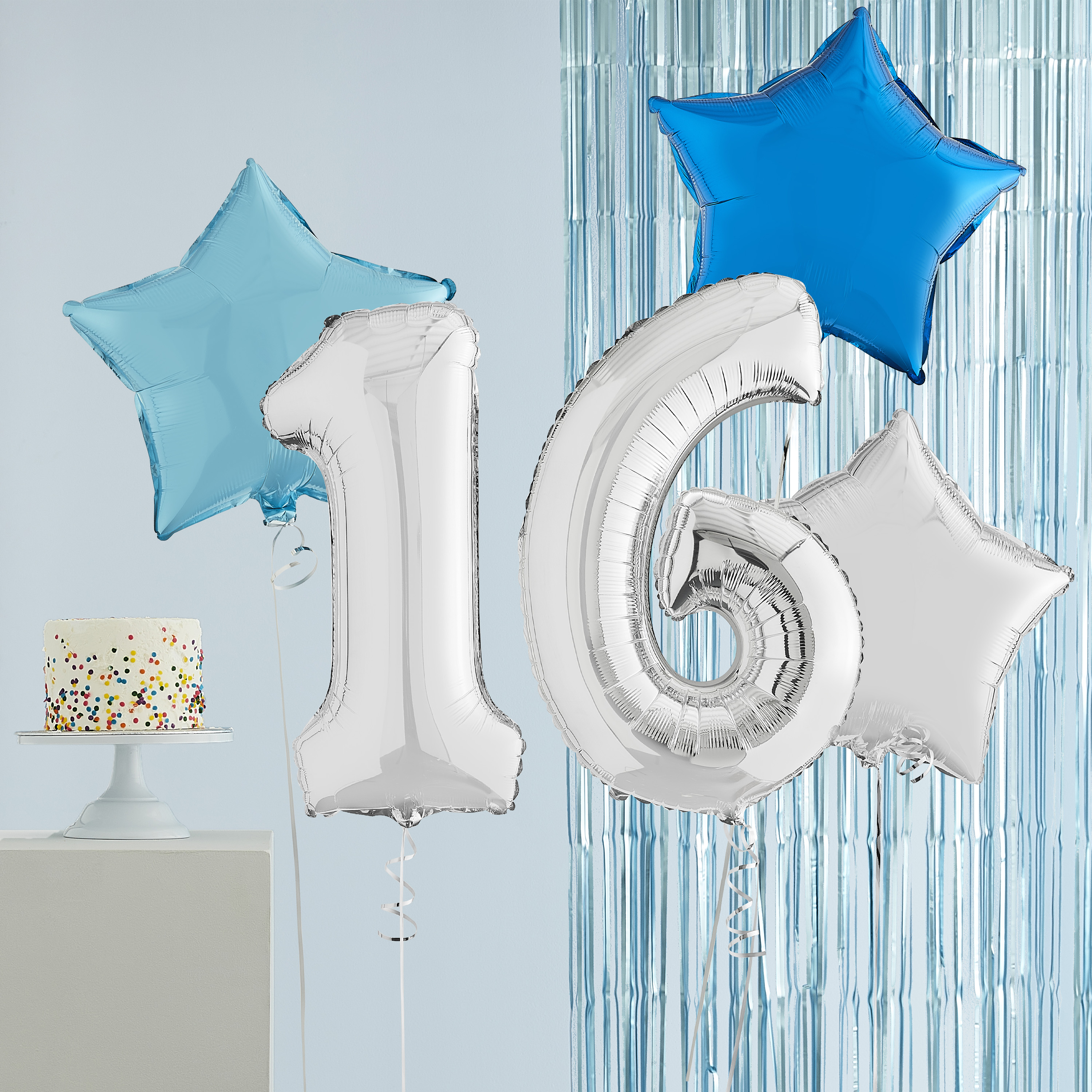 16th Birthday Silver Helium Deluxe Bunch Balloons Delivered Ginger Ray