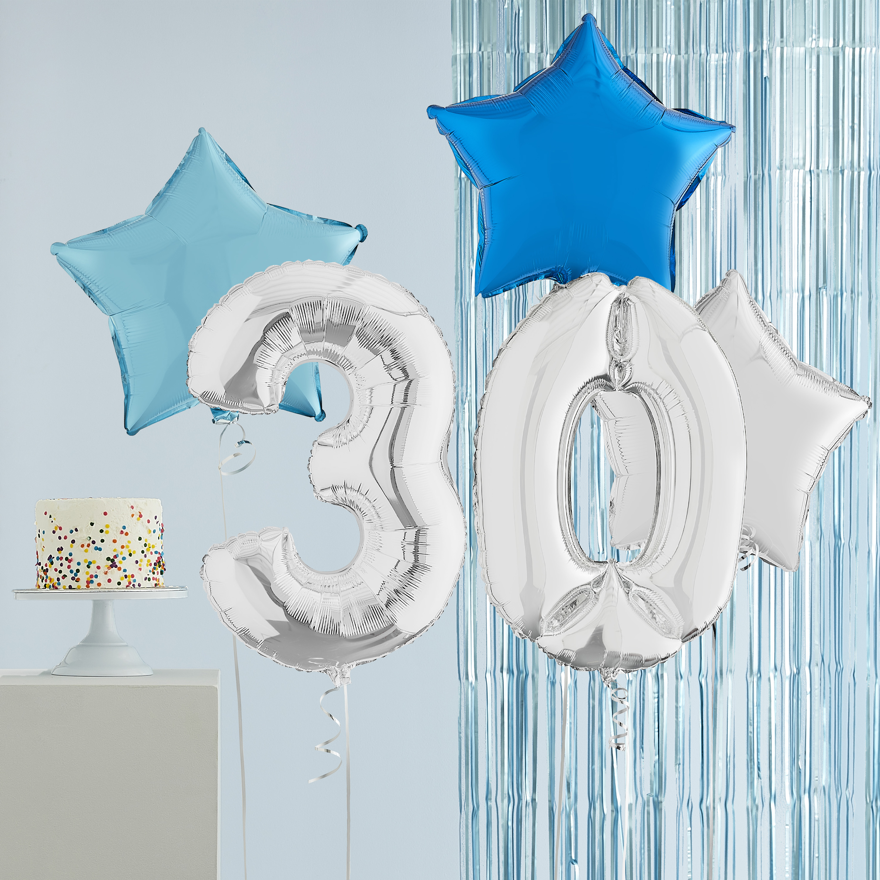 30th Birthday Silver Helium Deluxe Bunch Balloons Delivered Ginger Ray