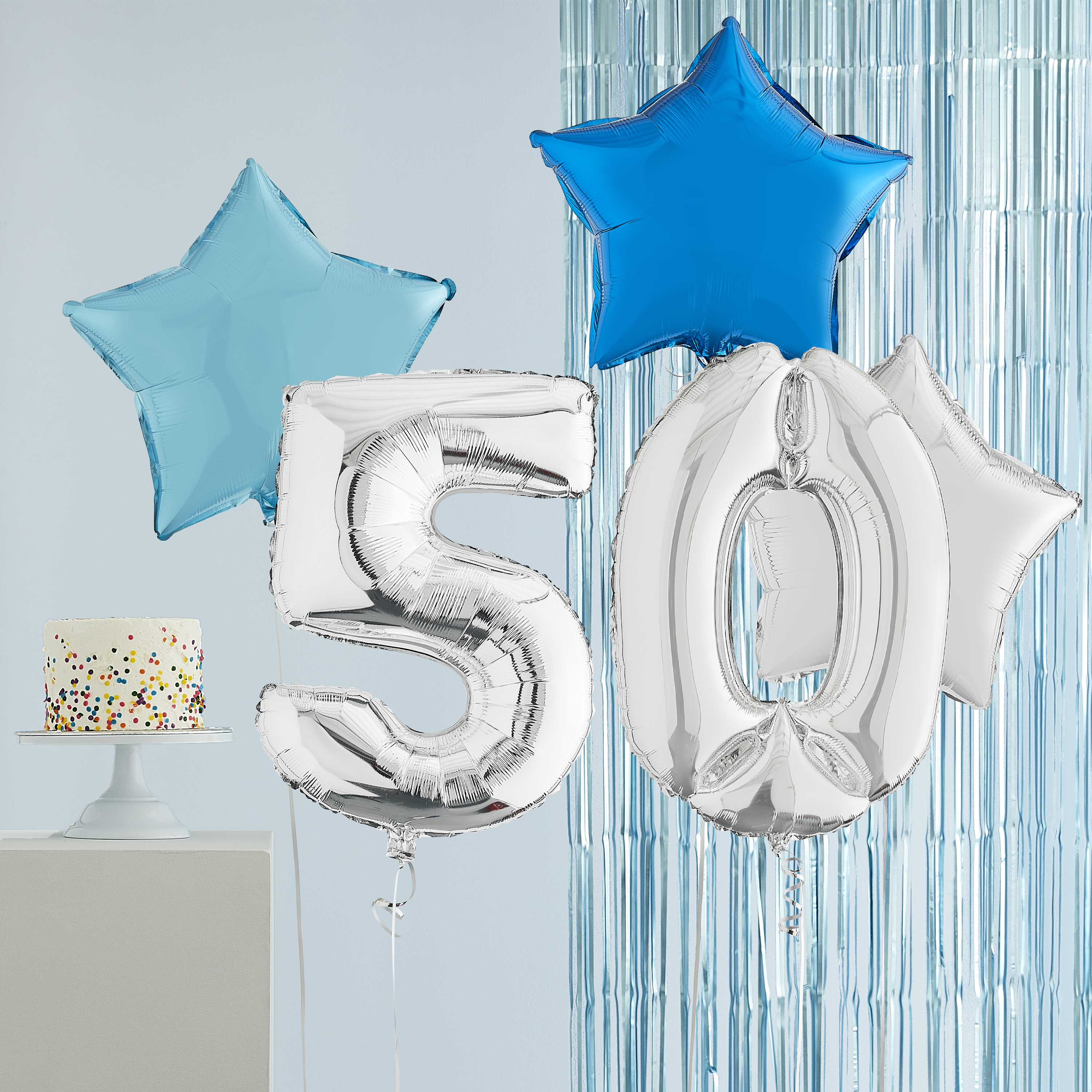 50th Birthday Silver Helium Deluxe Bunch Balloons Delivered Ginger Ray