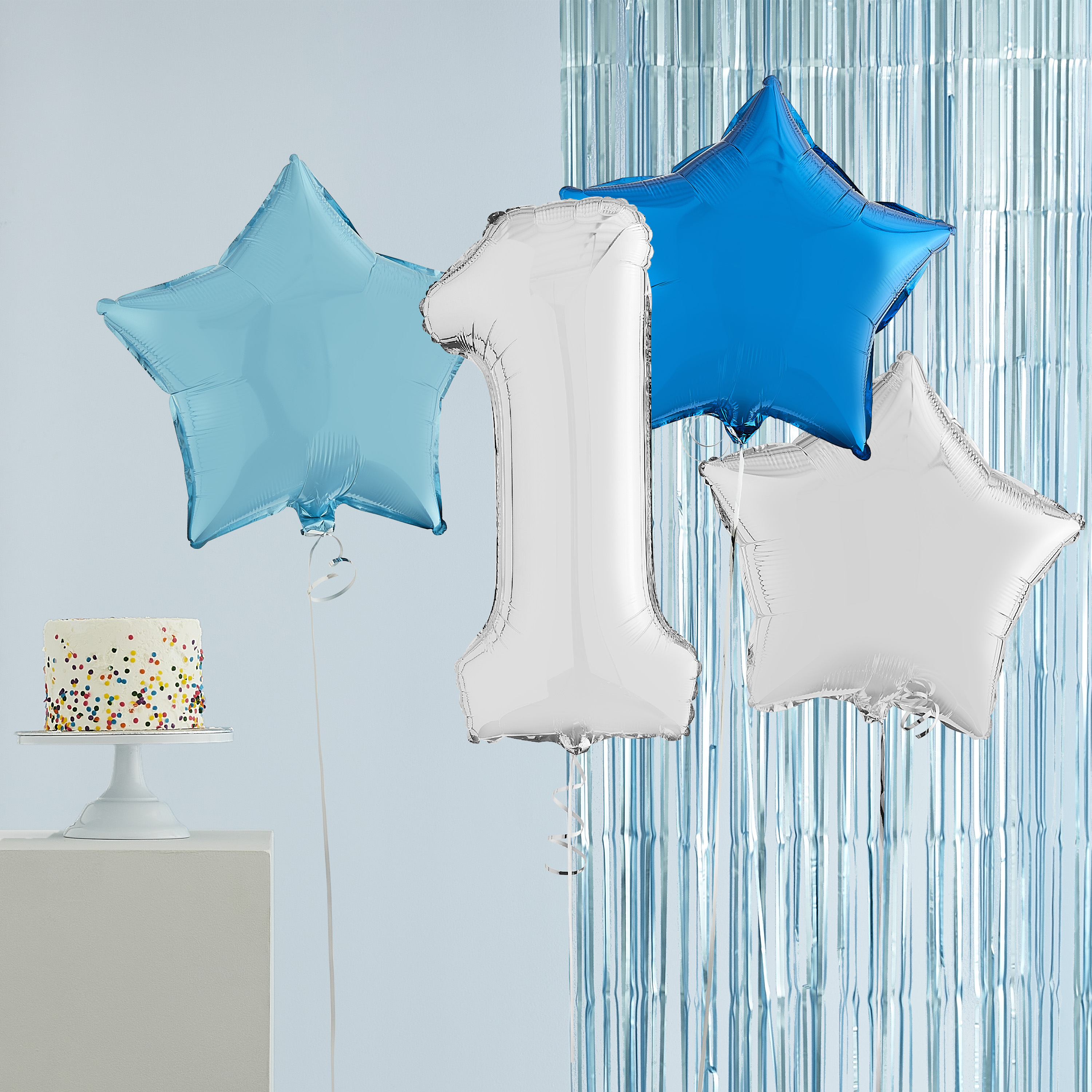 1st Birthday Silver Helium Balloons Deluxe Bunch Delivered Ginger Ray