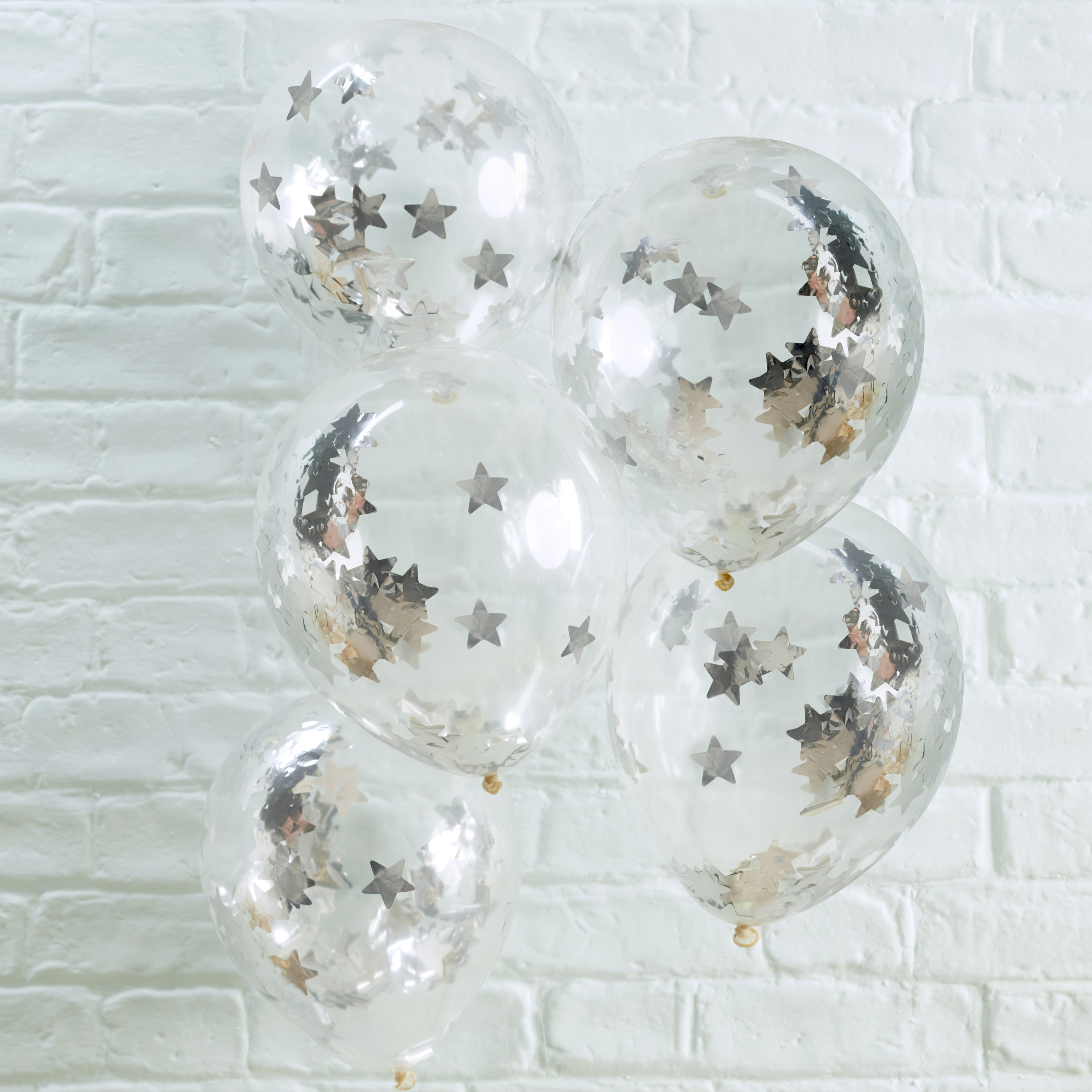 Silver Star Shaped Confetti Filled Balloons Ginger Ray Ginger Ray
