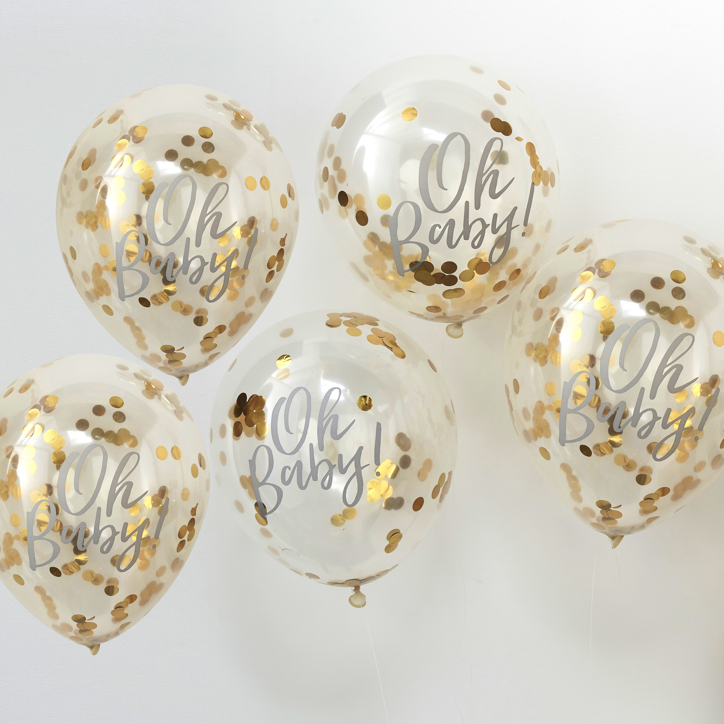 'Oh Baby!' Gold Confetti Balloons for Baby Showers Ginger Ray