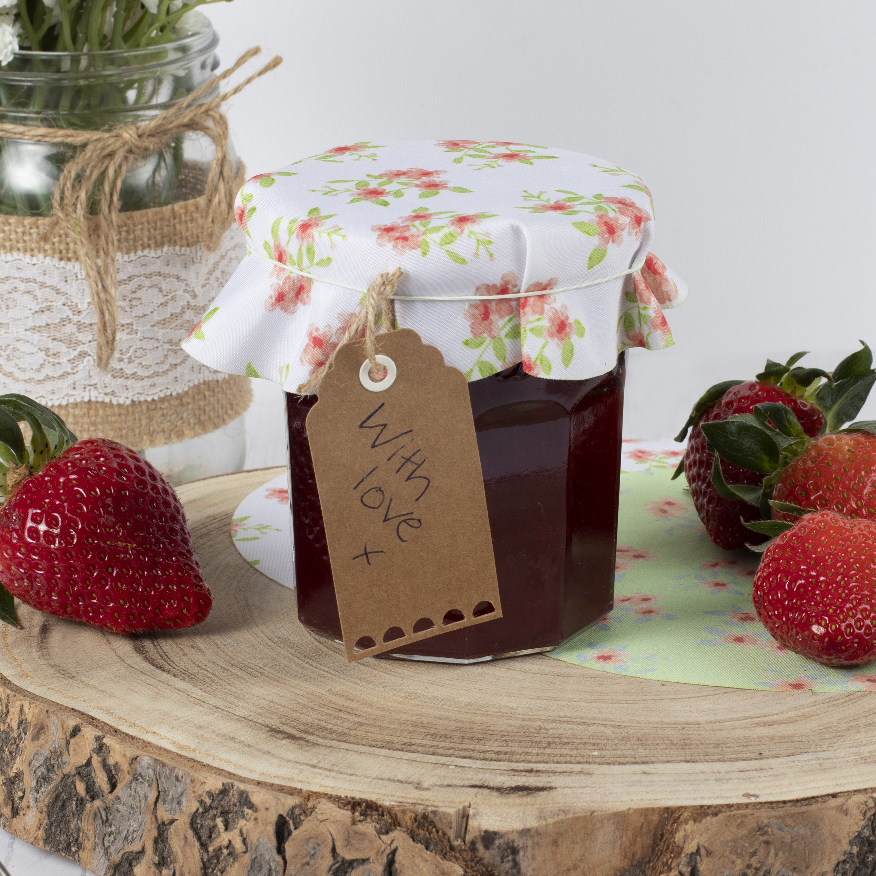 Floral Jam Jar Fabric Toppers Kit Large Ginger Ray