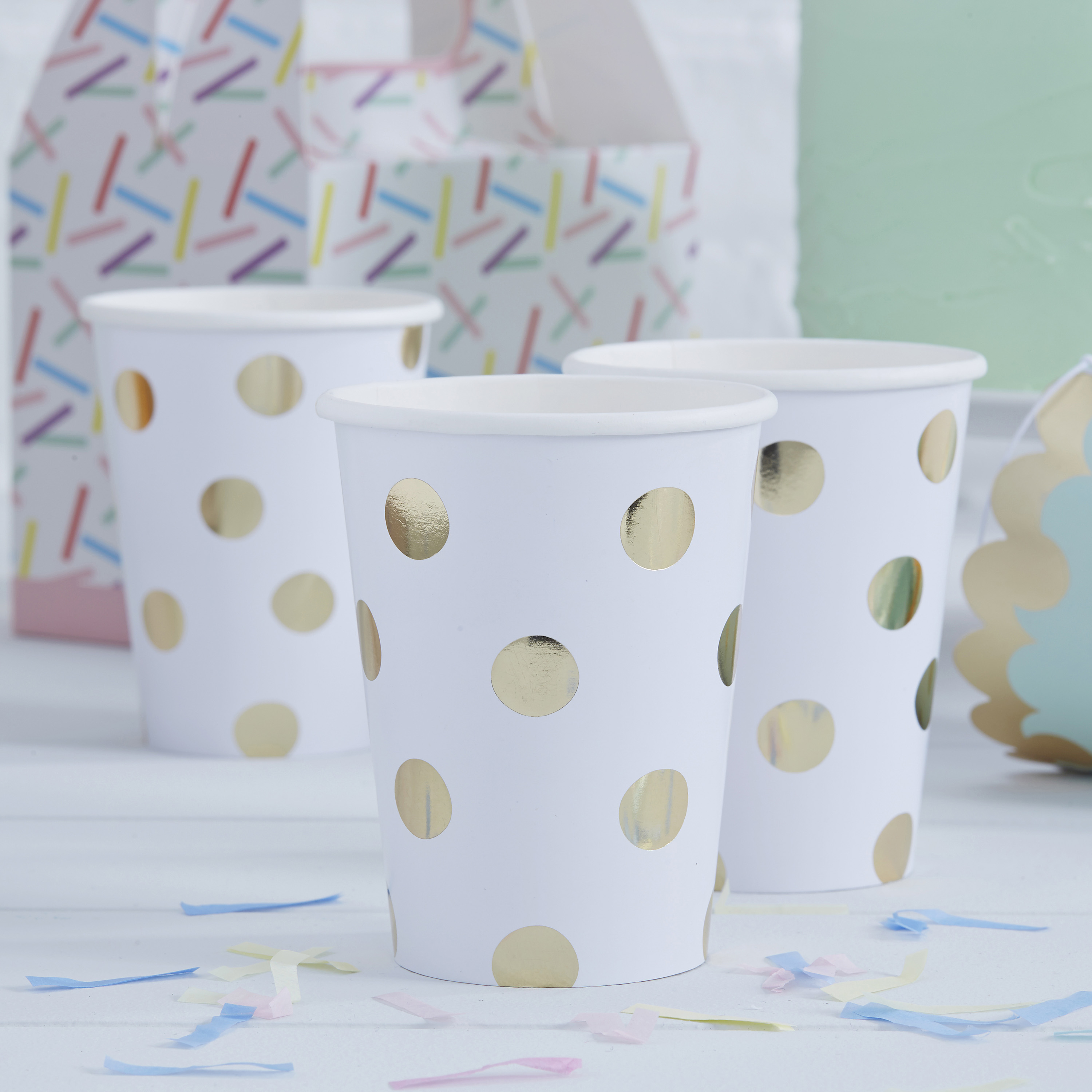 Gold Foiled Polka Dot Party Paper Cups Ginger Ray Ginger Ray
