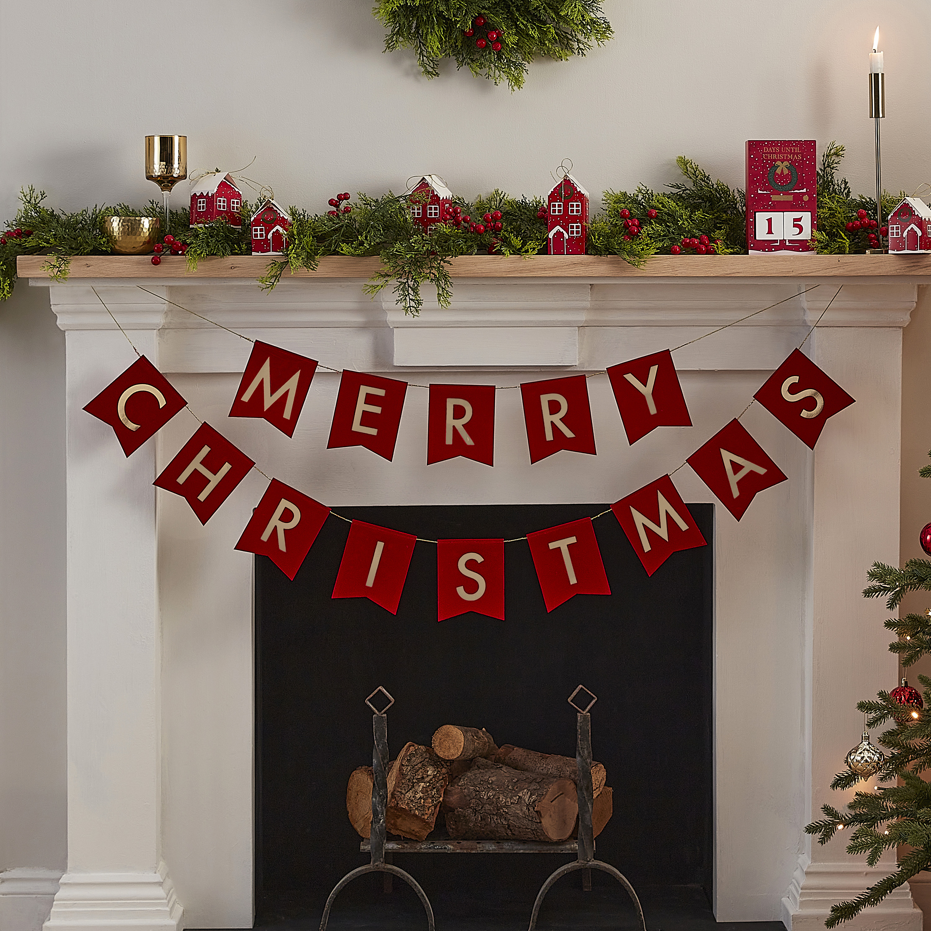 Ginger Ray RED-511 Merry Christmas Bunting Red 