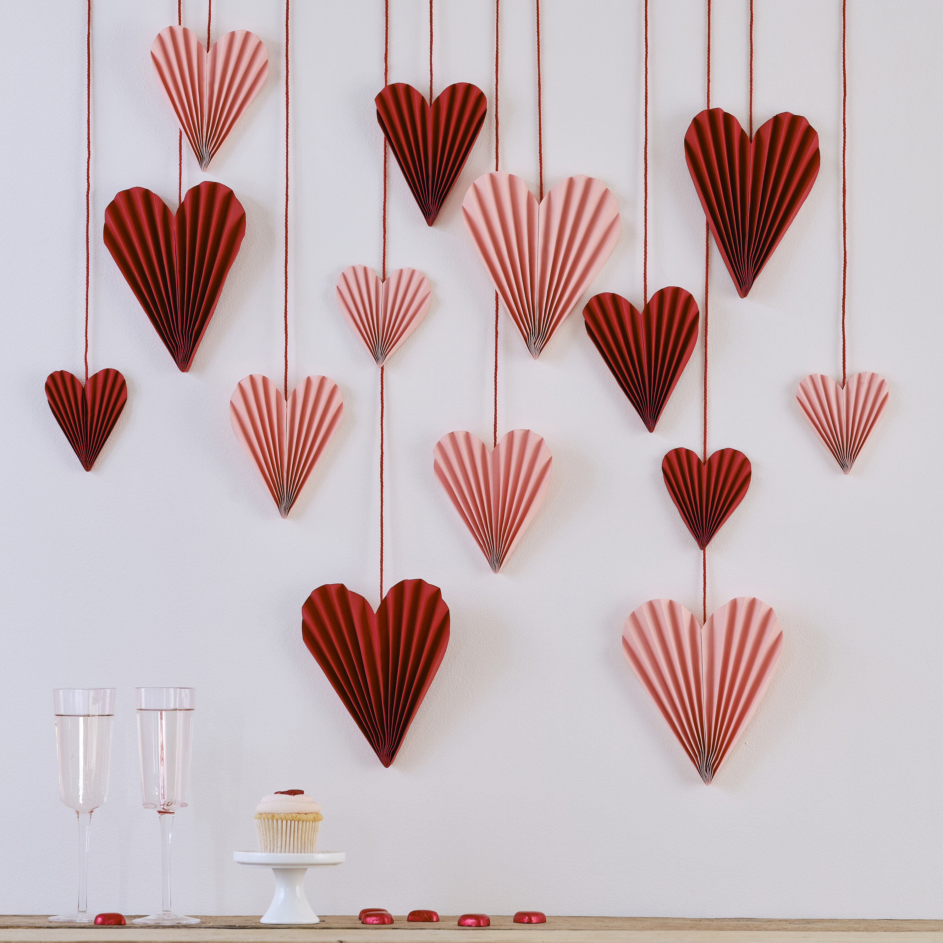 Red and Pink Paper Heart Decorations Ginger Ray
