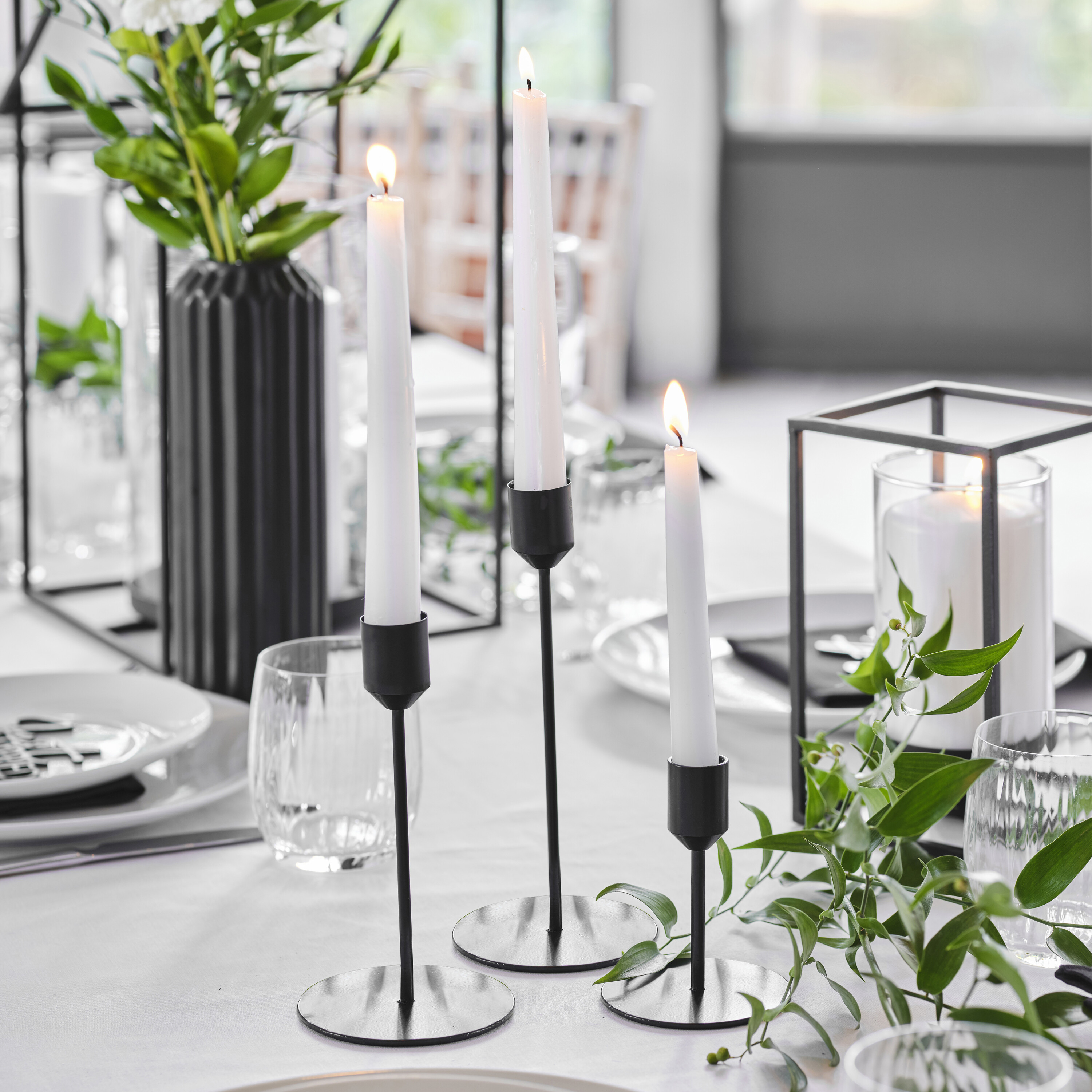 Matte Black Candle Holders Ginger Ray