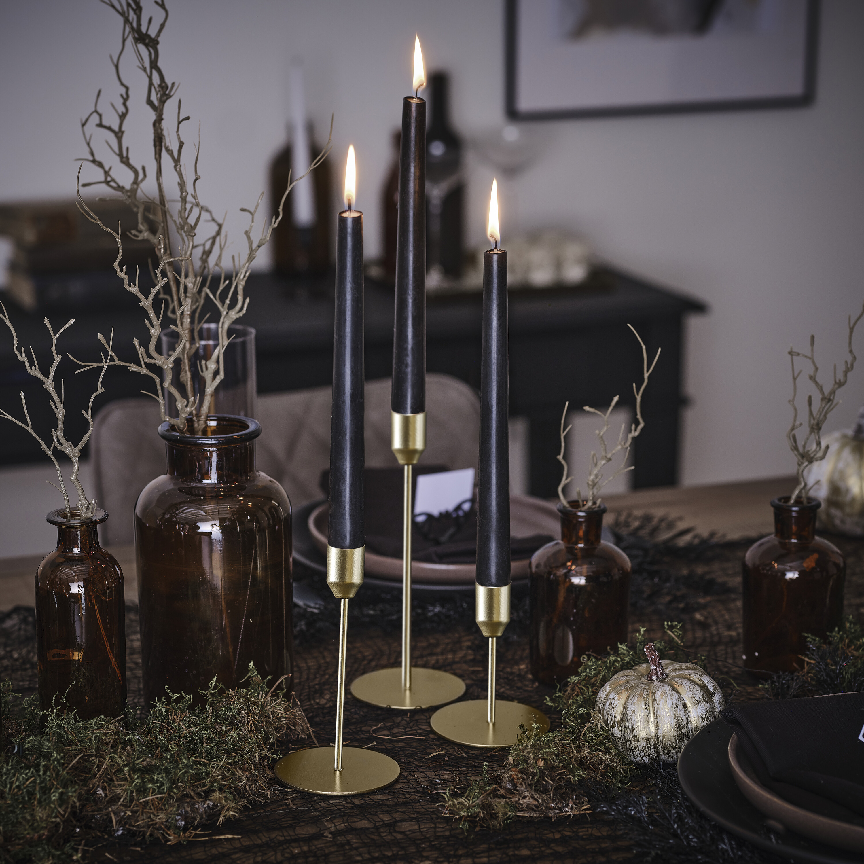 Gold Metal Dinner Candle Stick Holders Ginger Ray