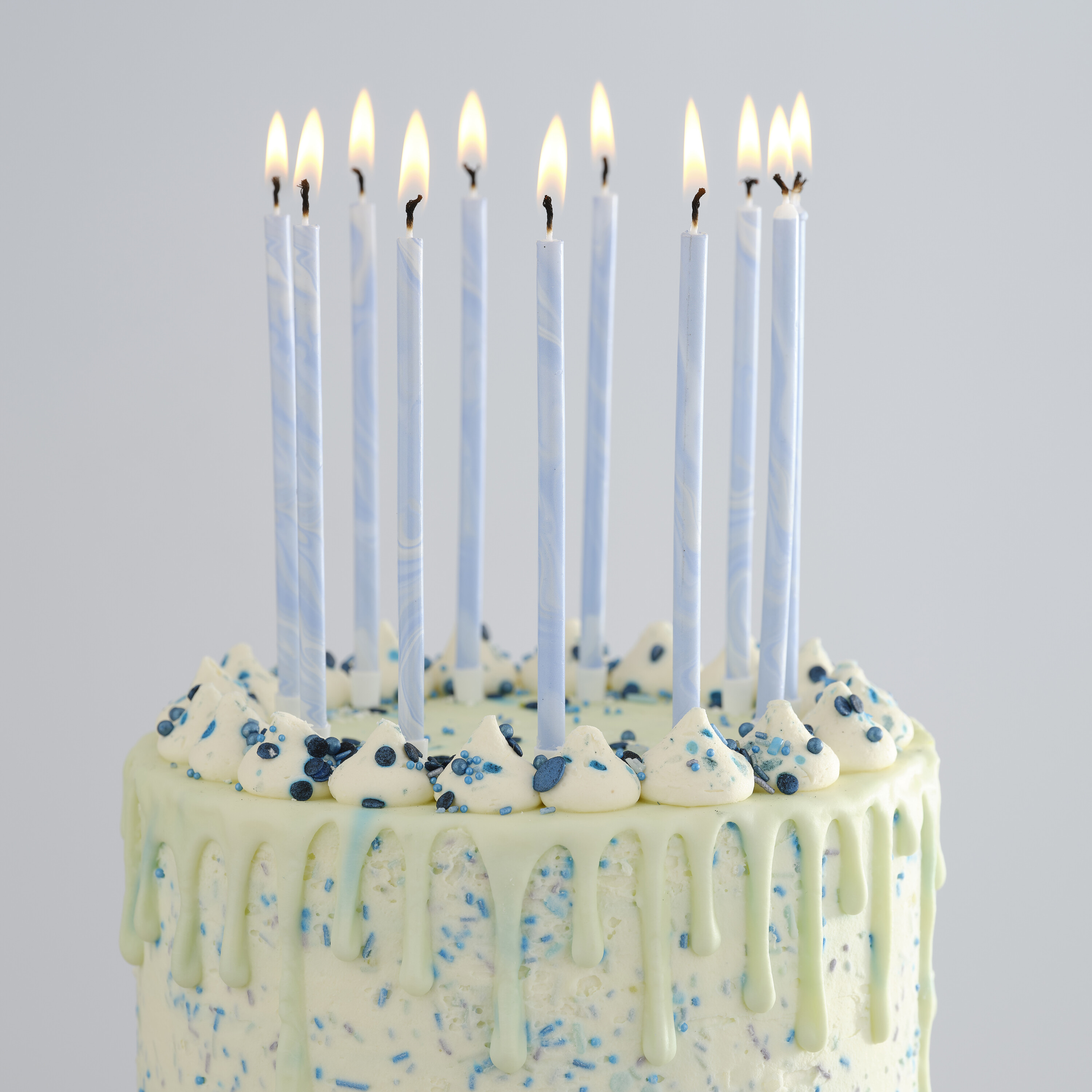 Blue Tall Marble Birthday Cake Candles Ginger Ray