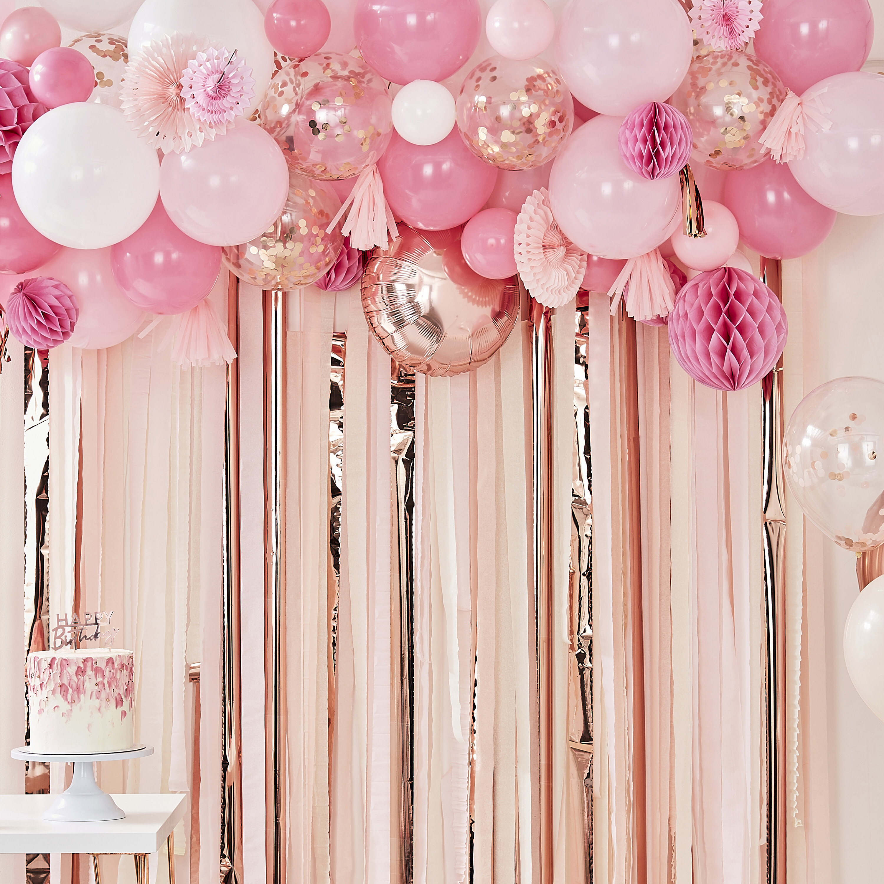Blush And Peach Balloon And Fan Garland Party Backdrop Ginger Ray