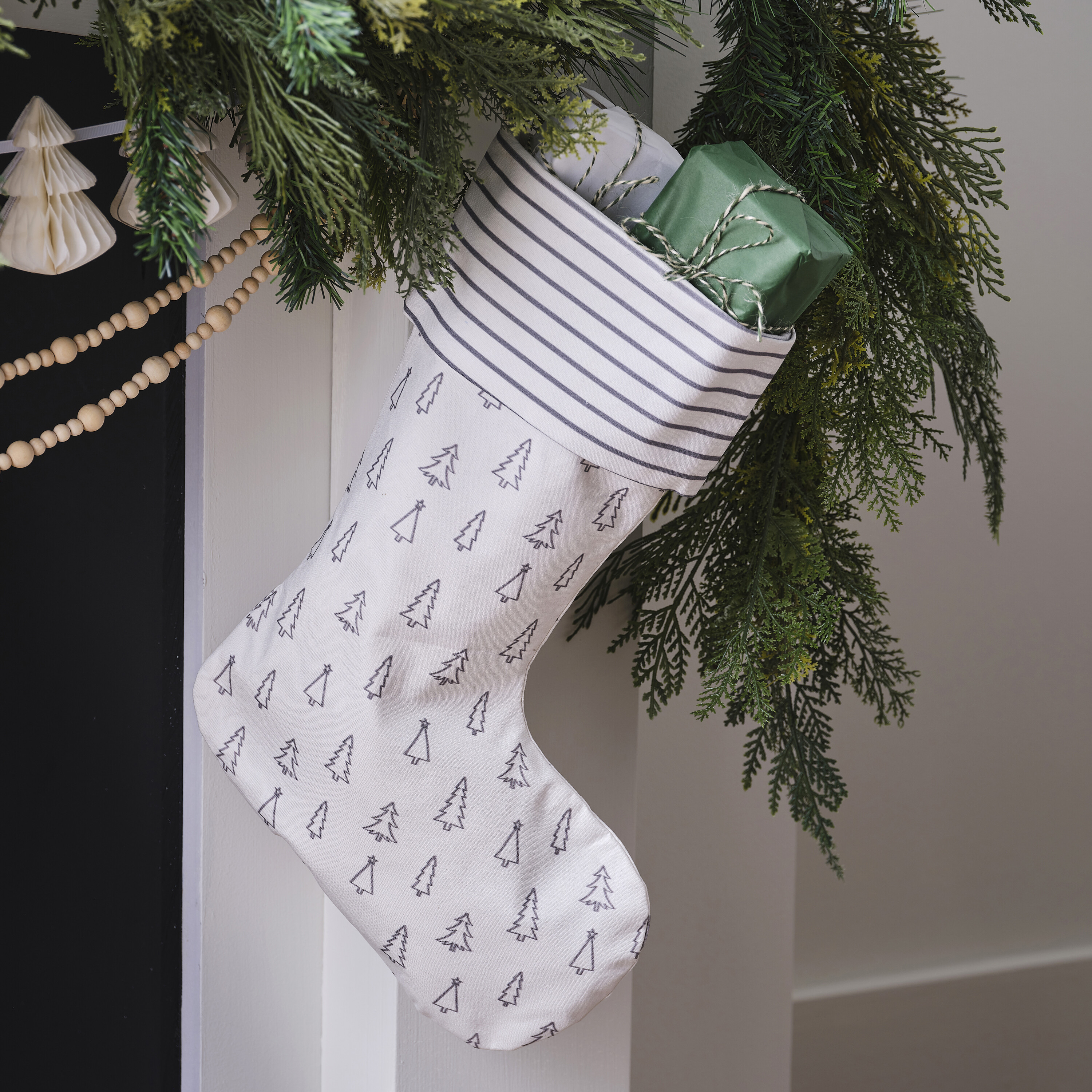 Gray and white christmas stockings clearance