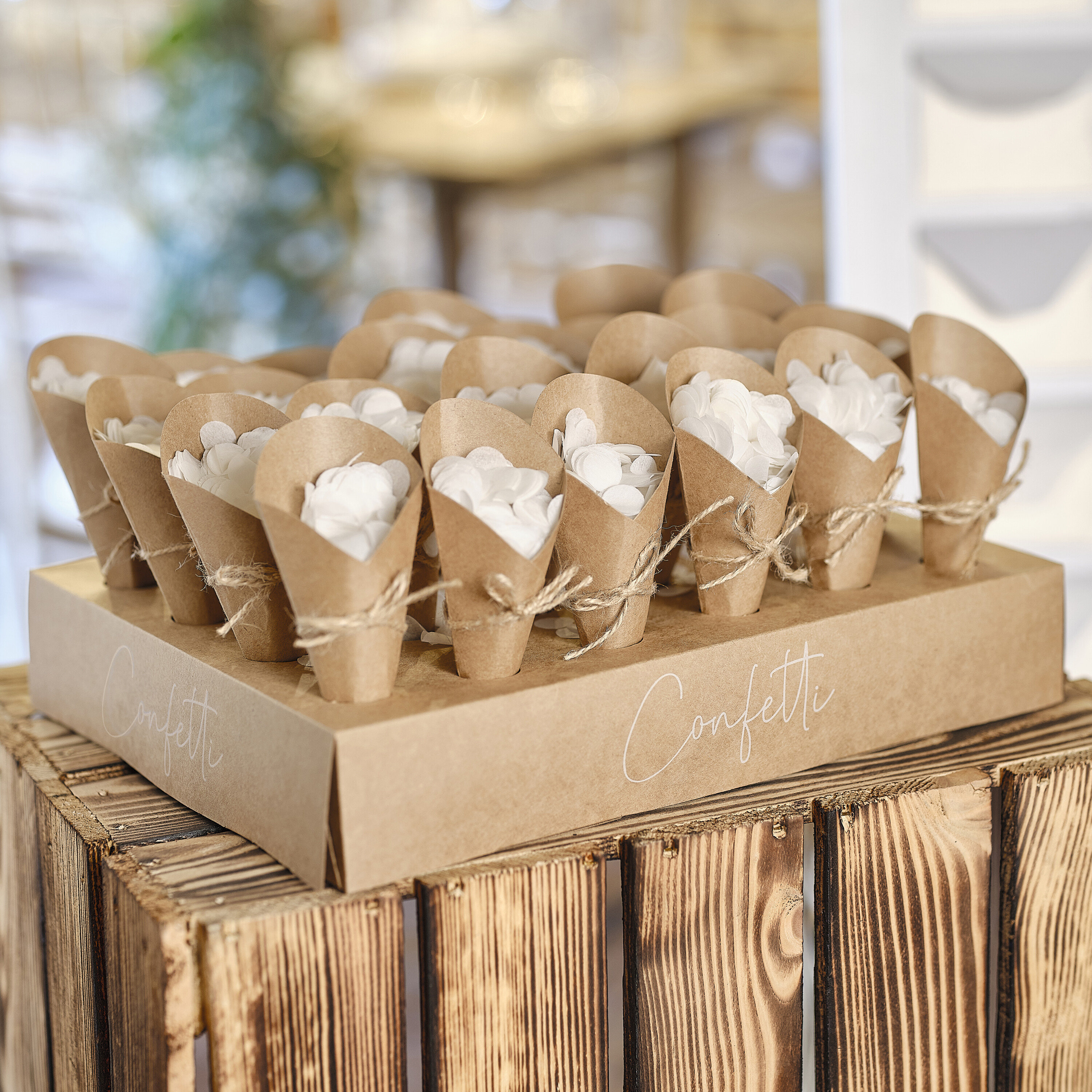 Wedding Confetti Cone Holder with 24 Cones and Confetti Ginger Ray