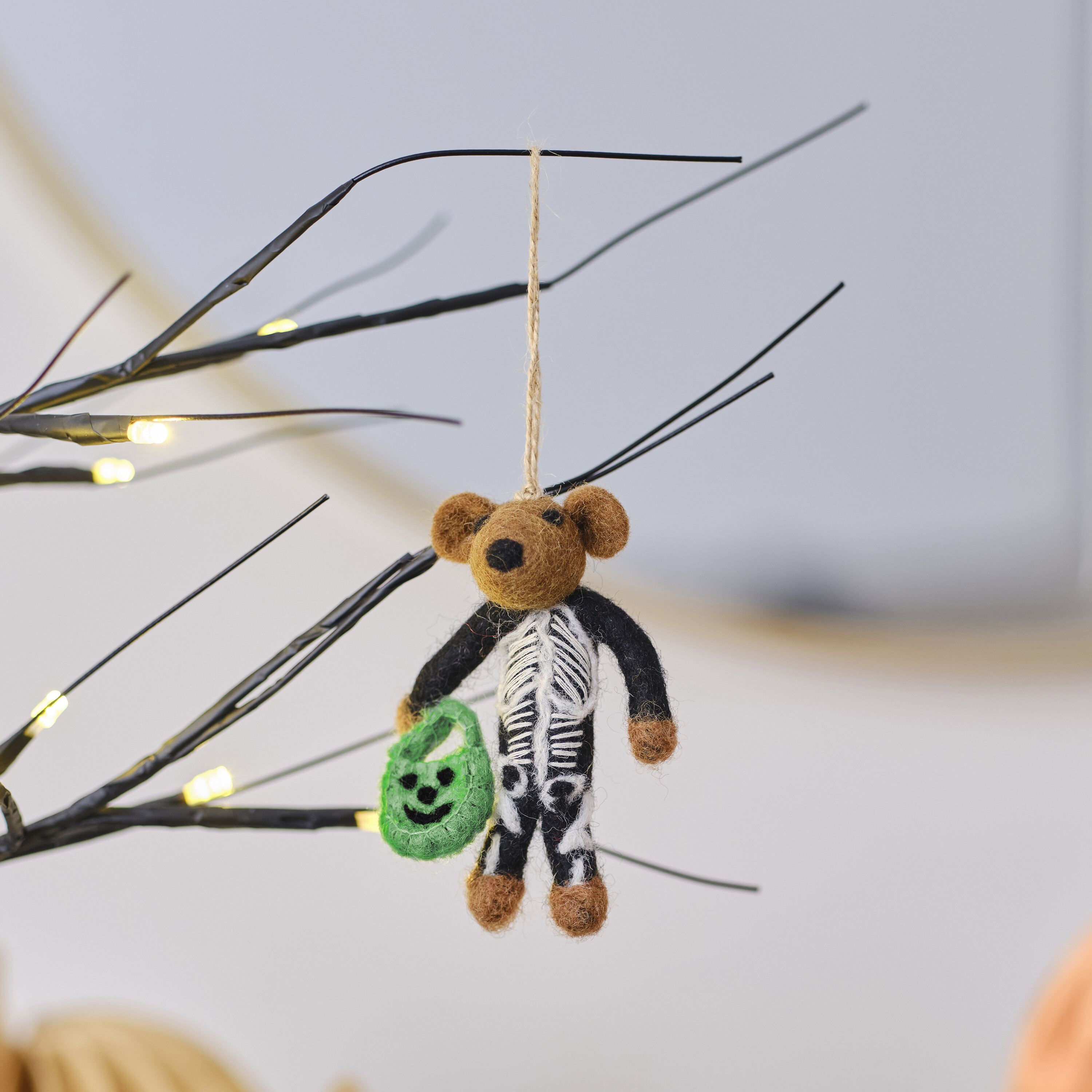 Felt Skeleton Bear Hanging Halloween Tree Decoration | Ginger Ray