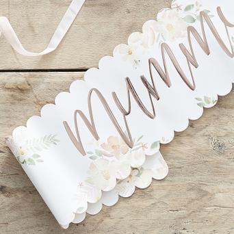 Floral Rose Gold Mummy To Be Baby Shower Sash | Ginger Ray