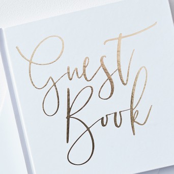 Ginger Ray Wedding Guest Book White & Silver Foil Design MP-417 