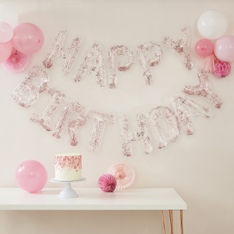Corrupt recept schijf Clear Foil & Confetti Happy Birthday Balloons Banner | Ginger Ray