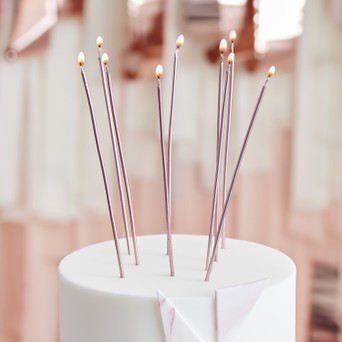 Pick and Mix … Ginger Ray Silver Metallic Tall Birthday Cake Designer Candles 24 Pack 